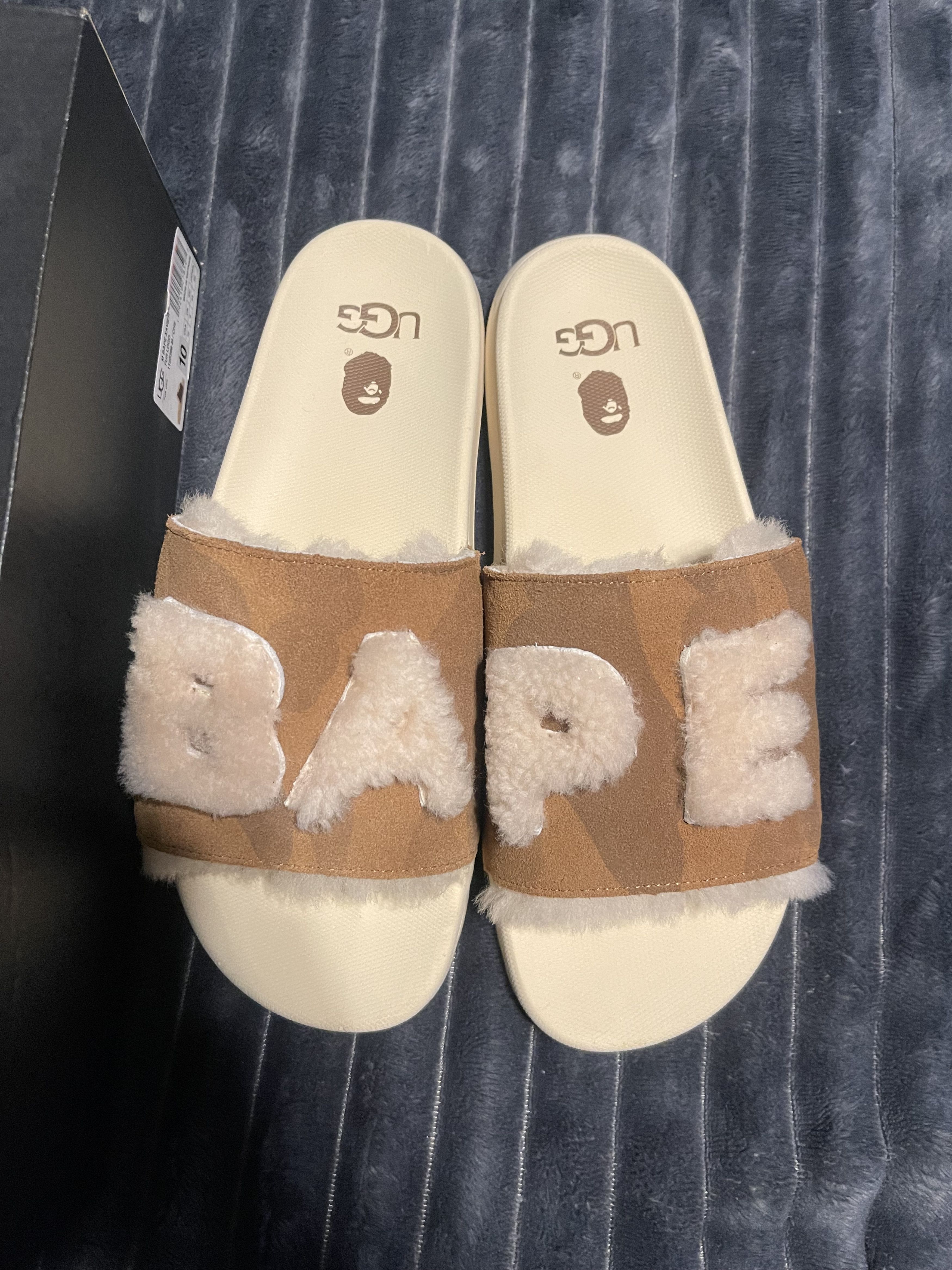 BAPE x UGG Xavier Fur logo sandals