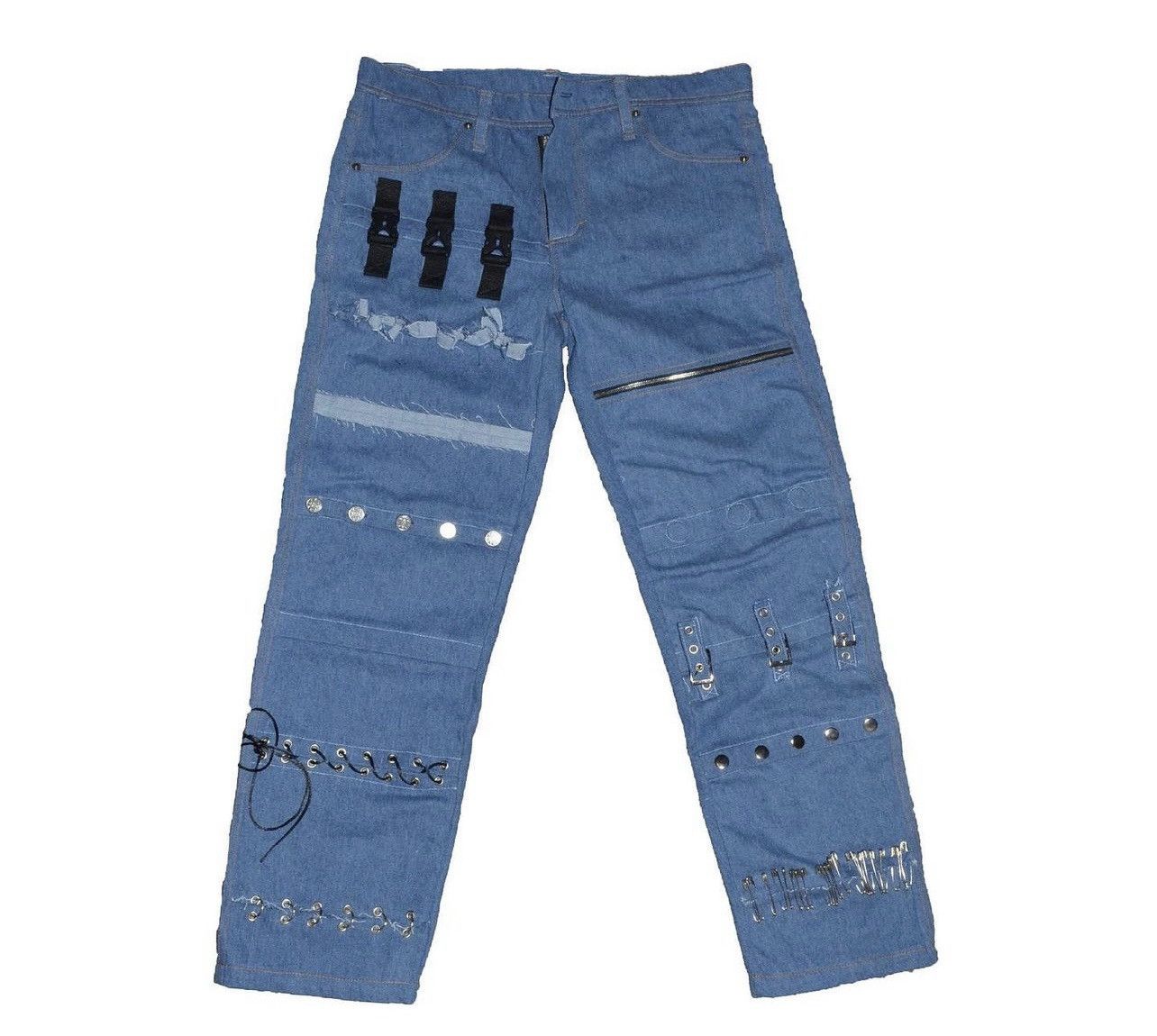 image of 1 Of 1 x Avant Garde Designer Denim Pants Jeans One Of A Kind Deconstruction, Men's (Size 40)