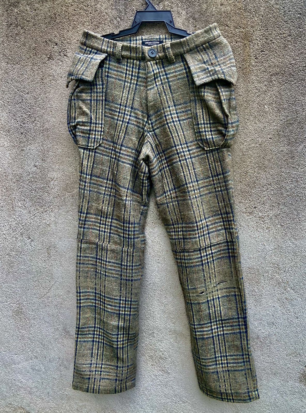 Jun Takahashi AW96 Undercover Wire Wool Plaid Distressed Pants Size US 32 / EU 48 - 2 Thumbnail