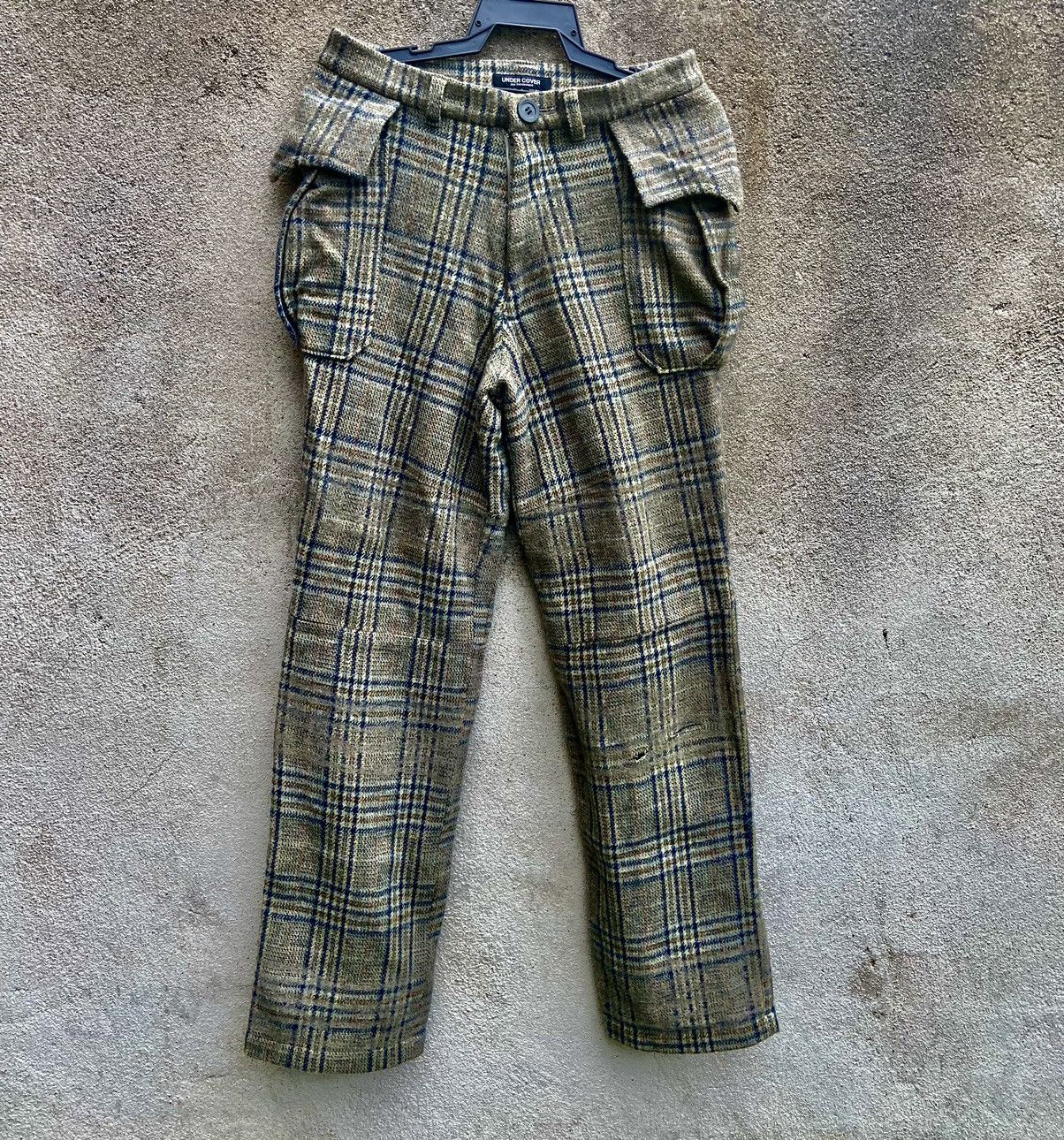 Jun Takahashi AW96 Undercover Wire Wool Plaid Distressed Pants Size US 32 / EU 48 - 1 Thumbnail