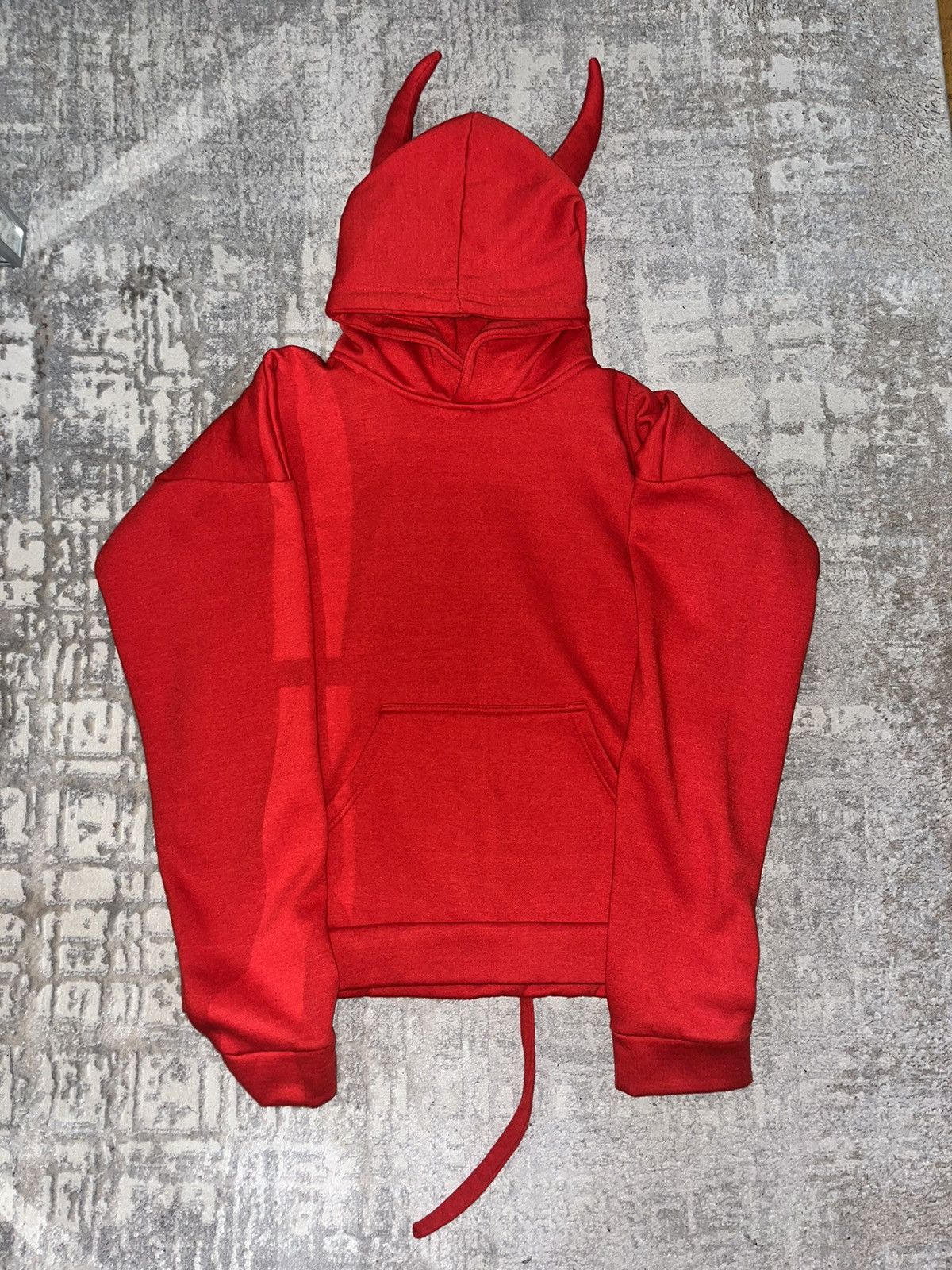 Red devil hoodie with horns best sale