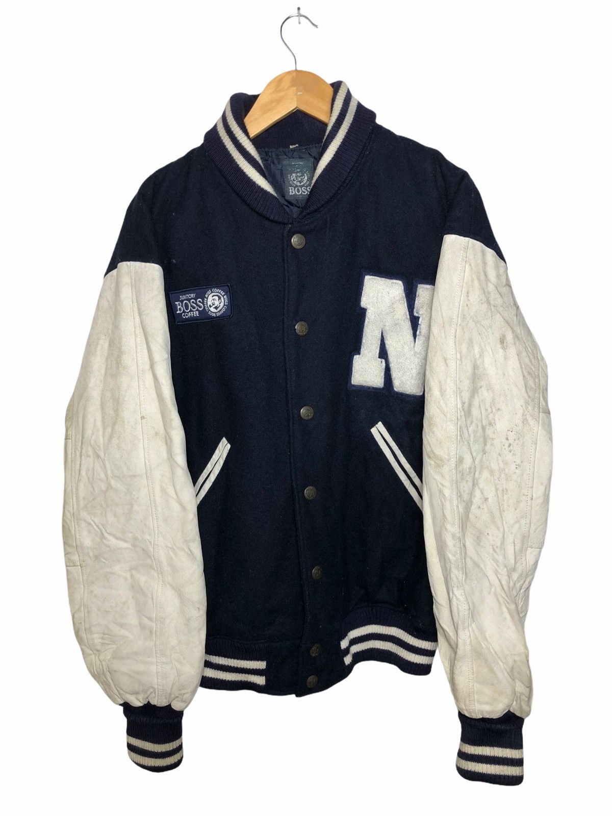 Japanese Brand Vintage Suntory Boss Coffee Varsity Wool Jacket Size US XL / EU 56 / 4 - 2 Thumbnail