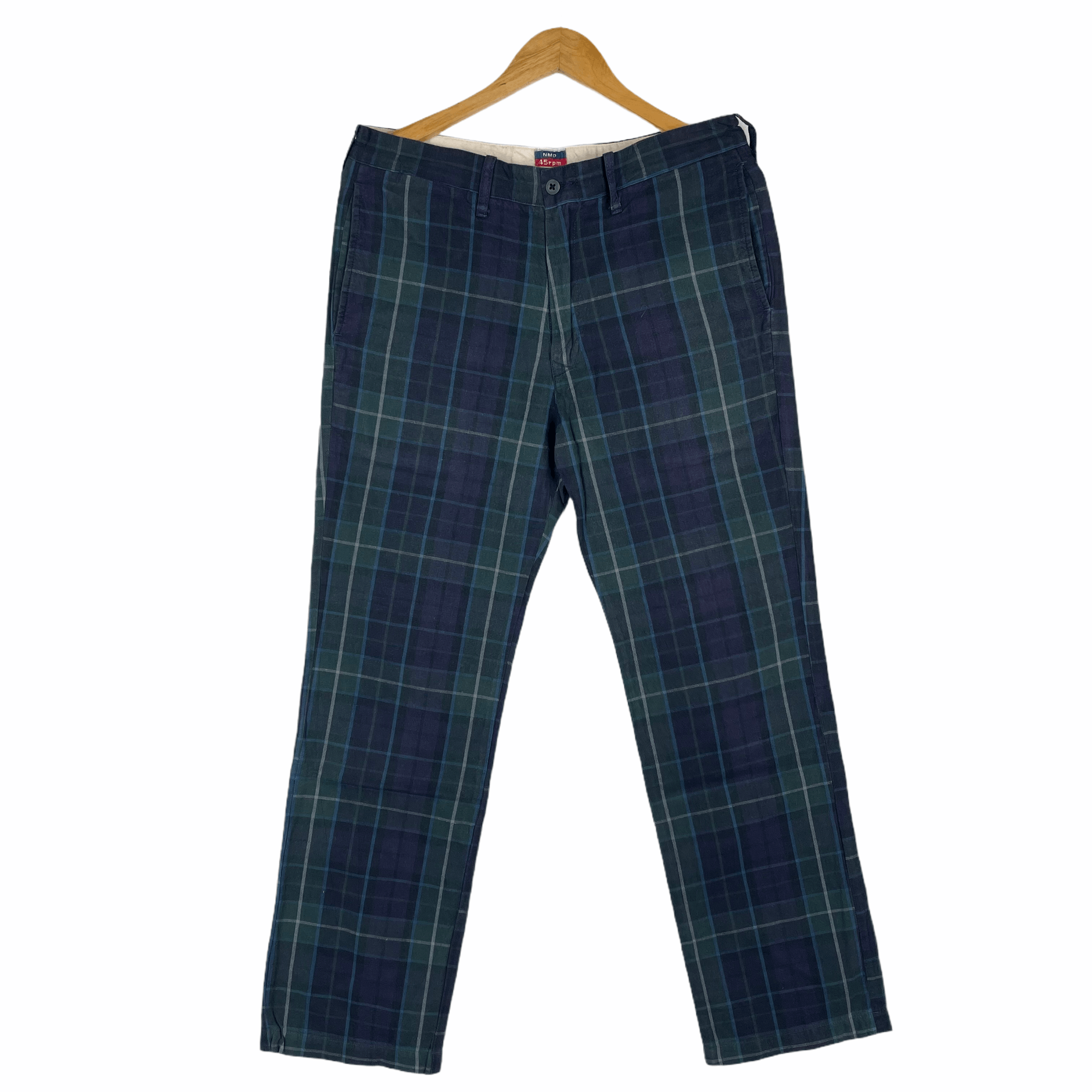 45rpm × Japanese Brand Vintage 45RPM NMD Nartan Green Check Trousers Pant 33 Size Size US 33 - 1 Thumbnail