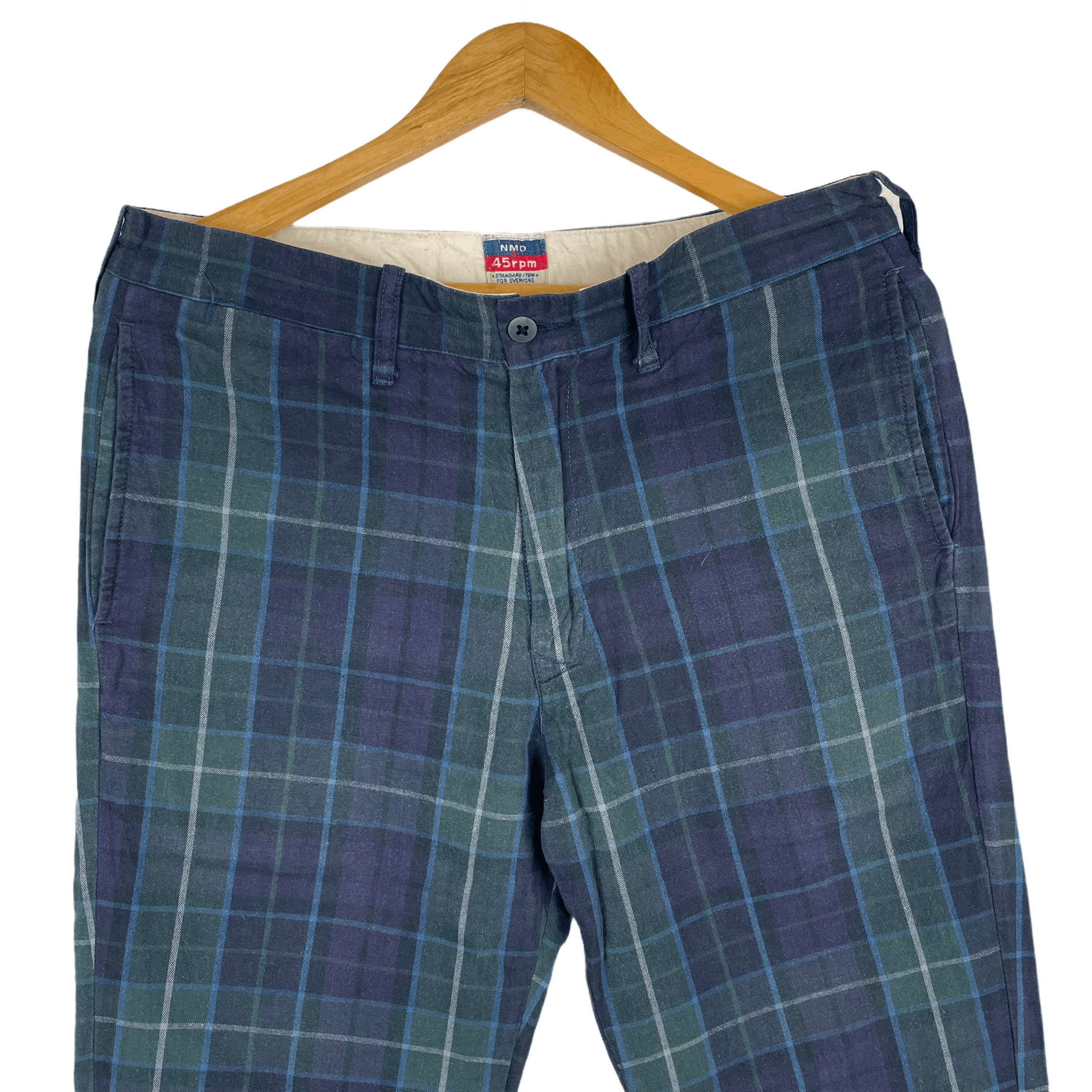 45rpm × Japanese Brand Vintage 45RPM NMD Nartan Green Check Trousers Pant 33 Size Size US 33 - 2 Thumbnail