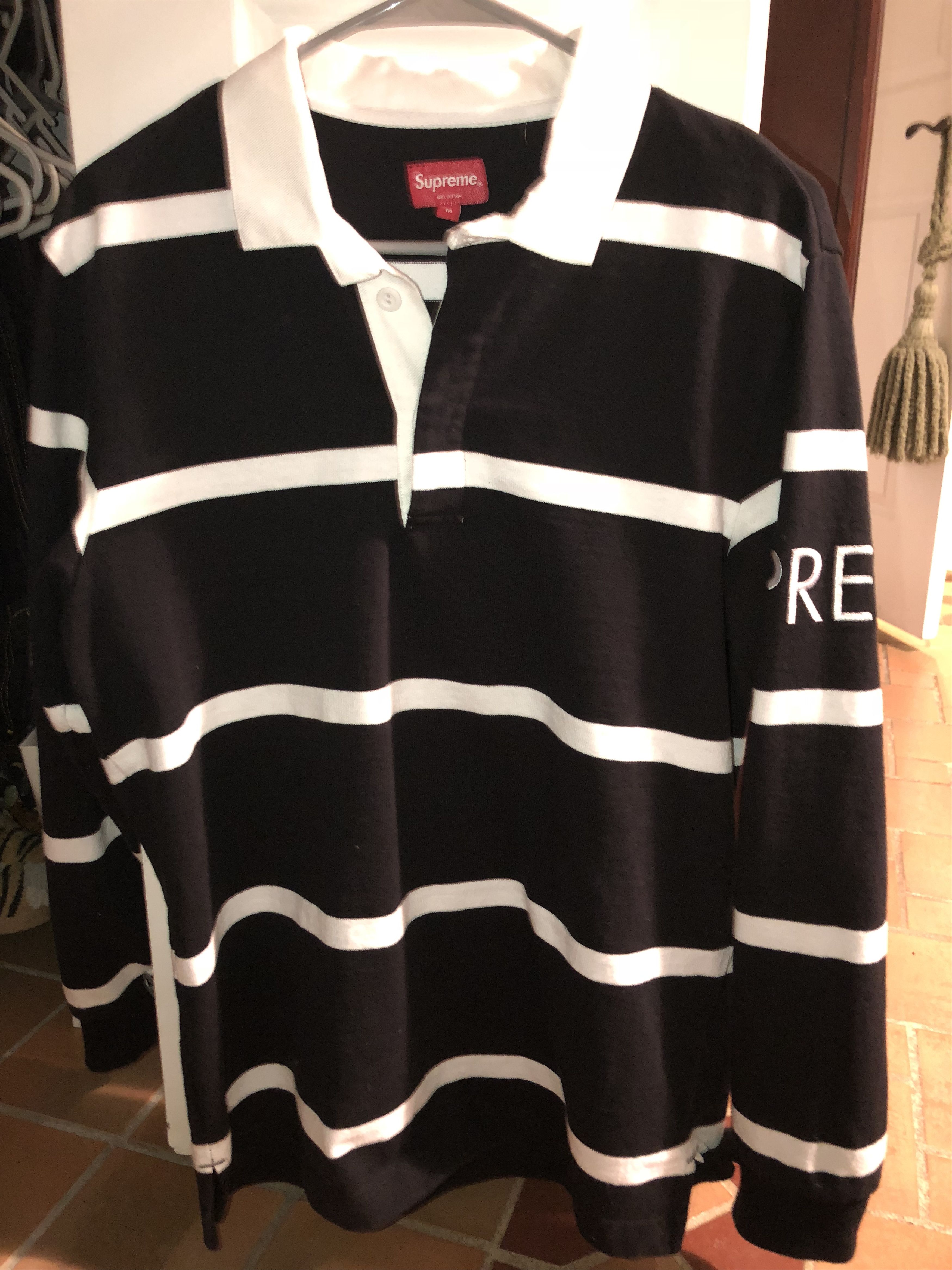 Supreme Supreme Rugby Shirt Black and White Stripes | Grailed