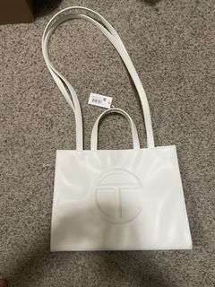 TELFAR SHOPPING BAG LARGE WHITE - 8BS010 - Borsa tote 4 Dritta Nero - White  Leather and Mesh Mon Tresor Mini Crossbody Bucket Bag
