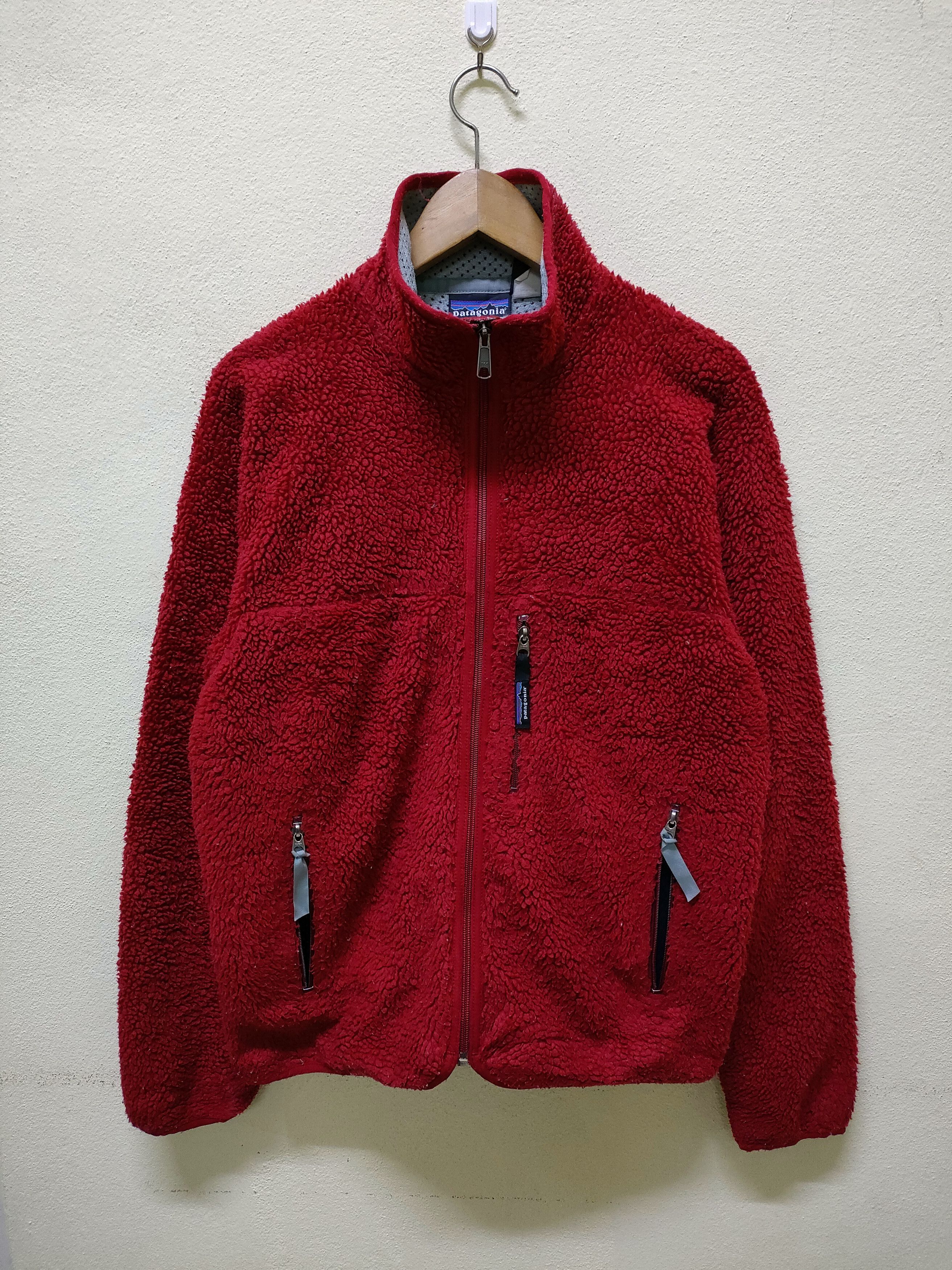 image of 90's Patagonia Fleece Jacket in Red, Men's (Size Small)
