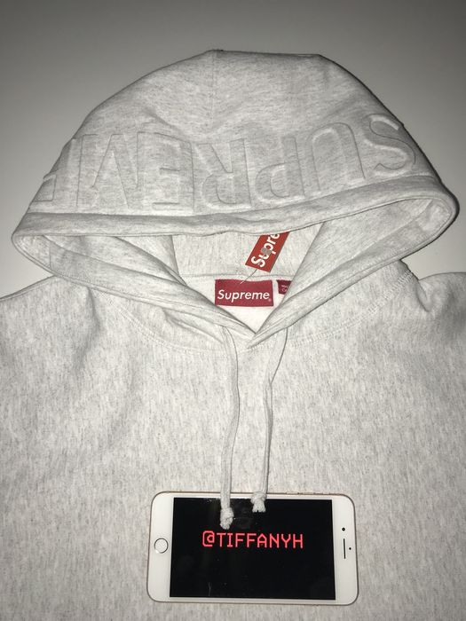 Supreme Ash Grey Embossed Logo Hooded Sweatshirt | Grailed