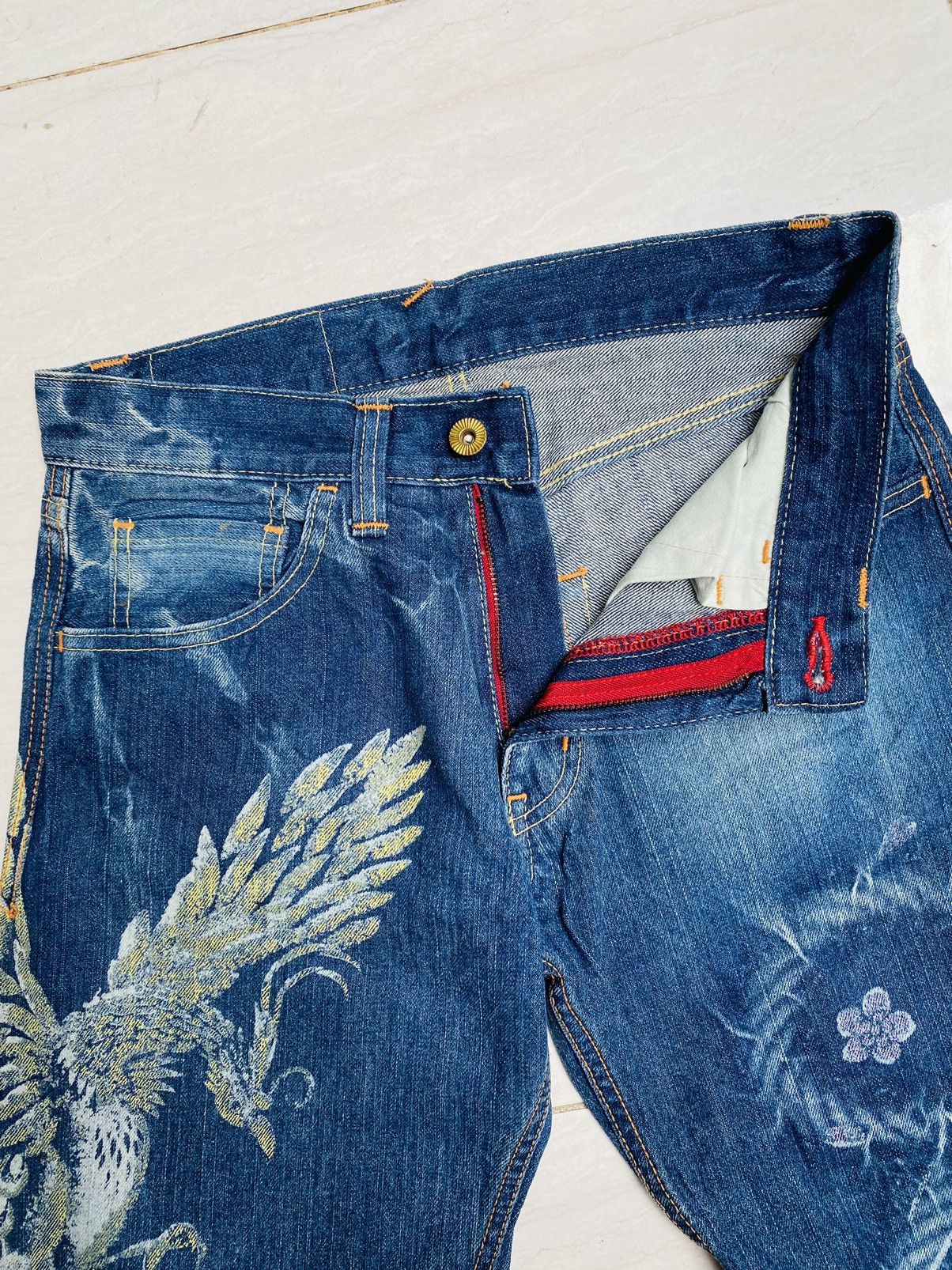 Eternal ETERNAL Broken Blue Sukajan Painted Denim Size US 28 / EU 44 - 4 Thumbnail