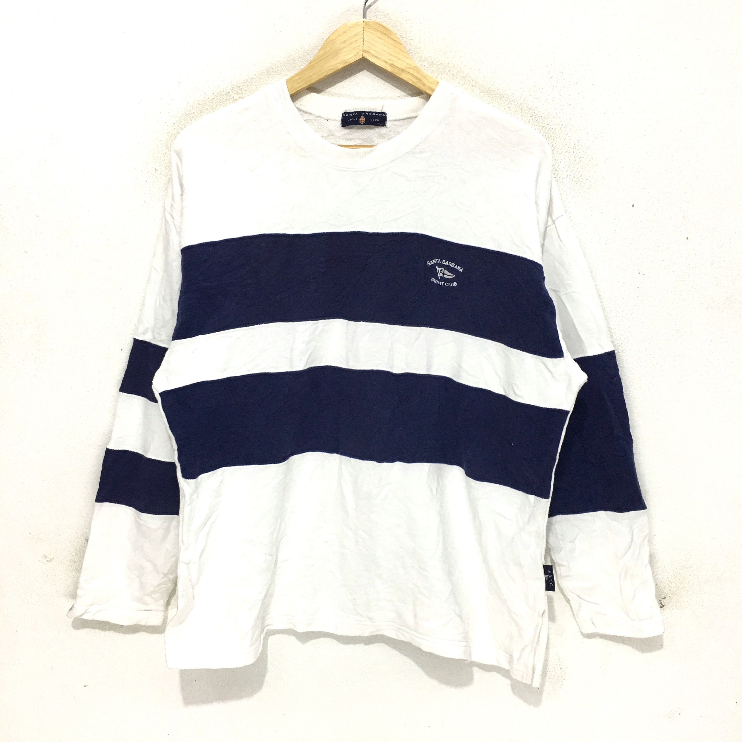 Vintage Vtg SANTA BARBARA Yacht Club Sweatshirt Striped Sweater Size L / US 10 / IT 46 - 1 Thumbnail