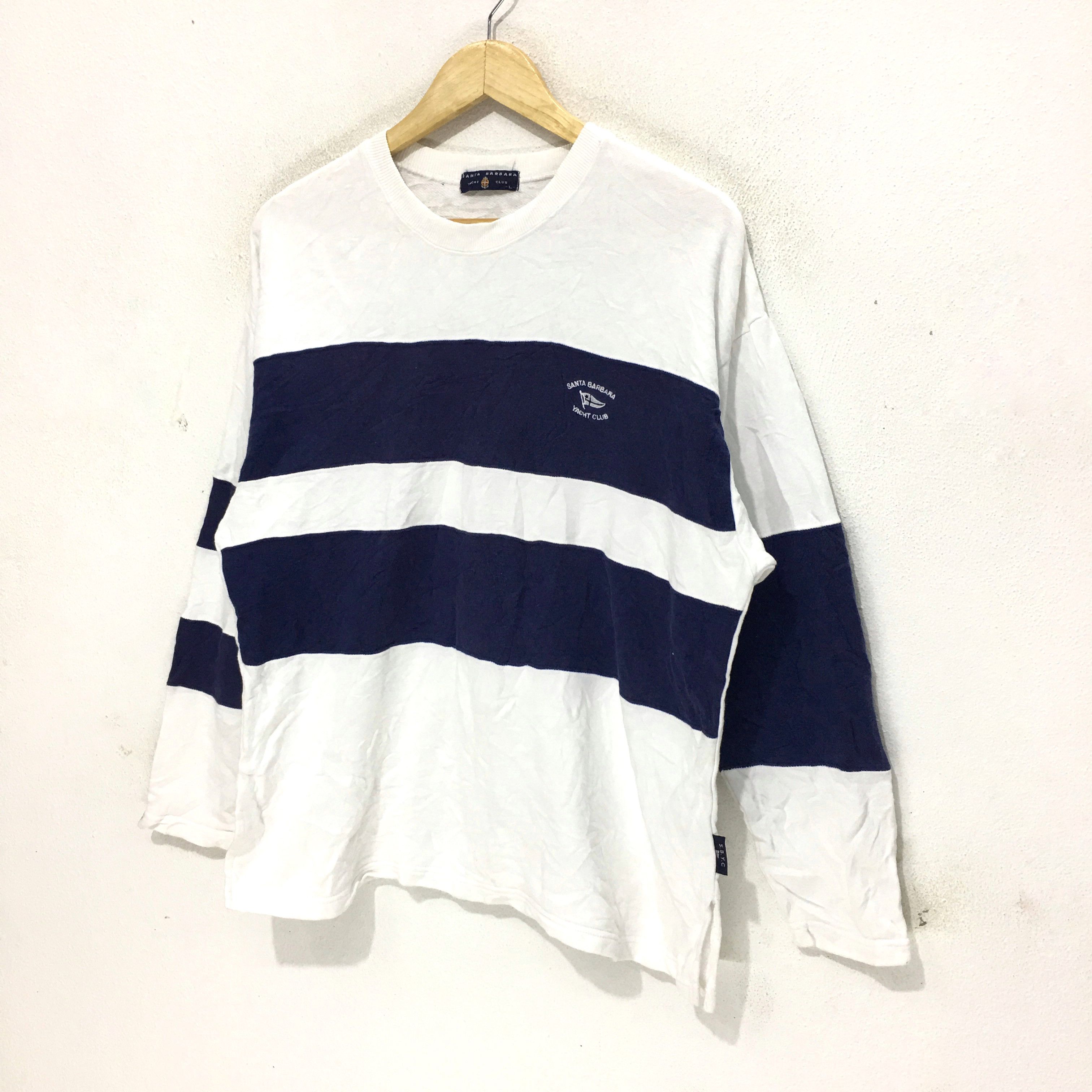 Vintage Vtg SANTA BARBARA Yacht Club Sweatshirt Striped Sweater Size L / US 10 / IT 46 - 5 Thumbnail