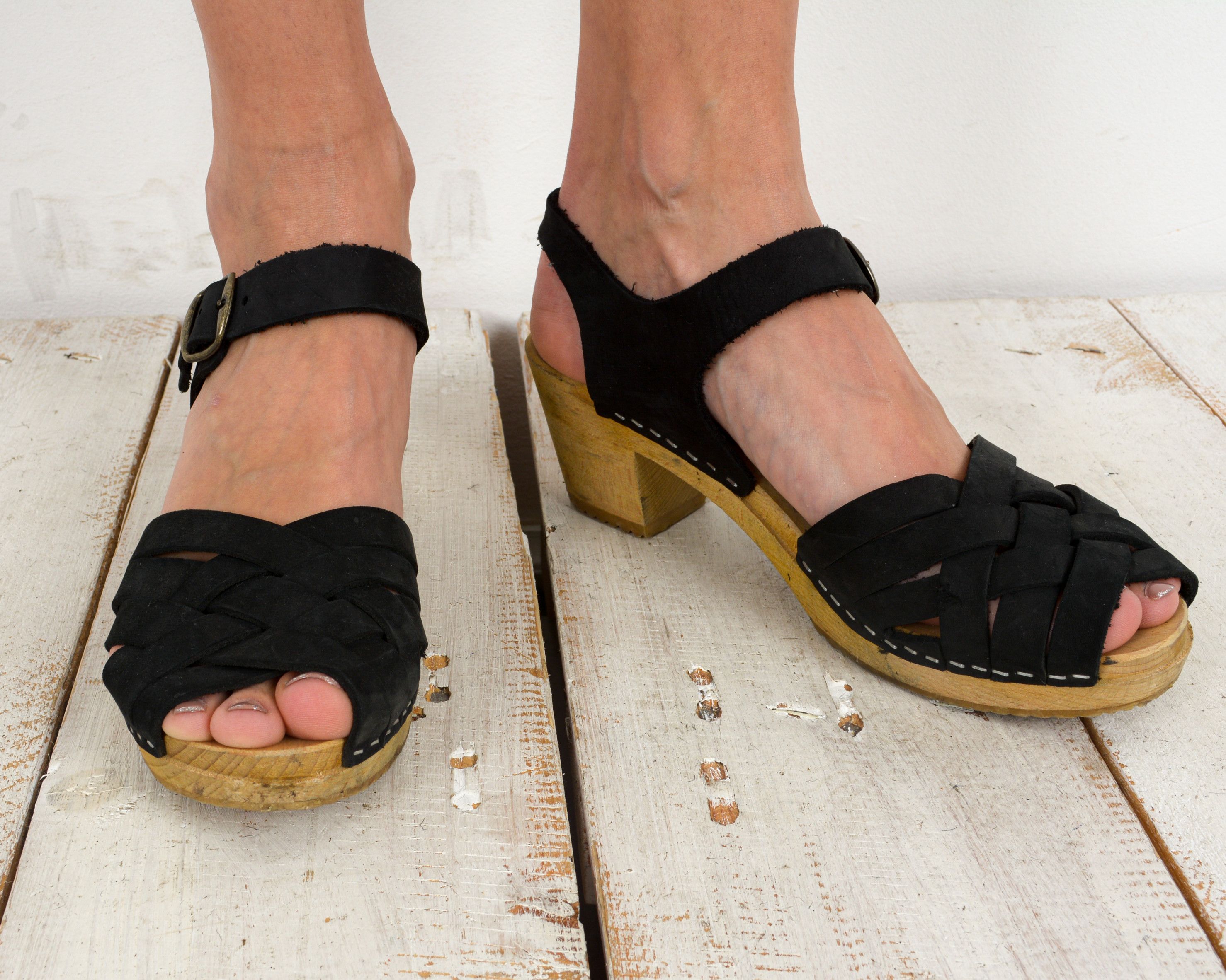 Other × Vintage MOHEDA EU 39 Suede US 8 Leather Heels Strap Open Toe Shoes Size US 8.5 / IT 38.5 - 3 Thumbnail