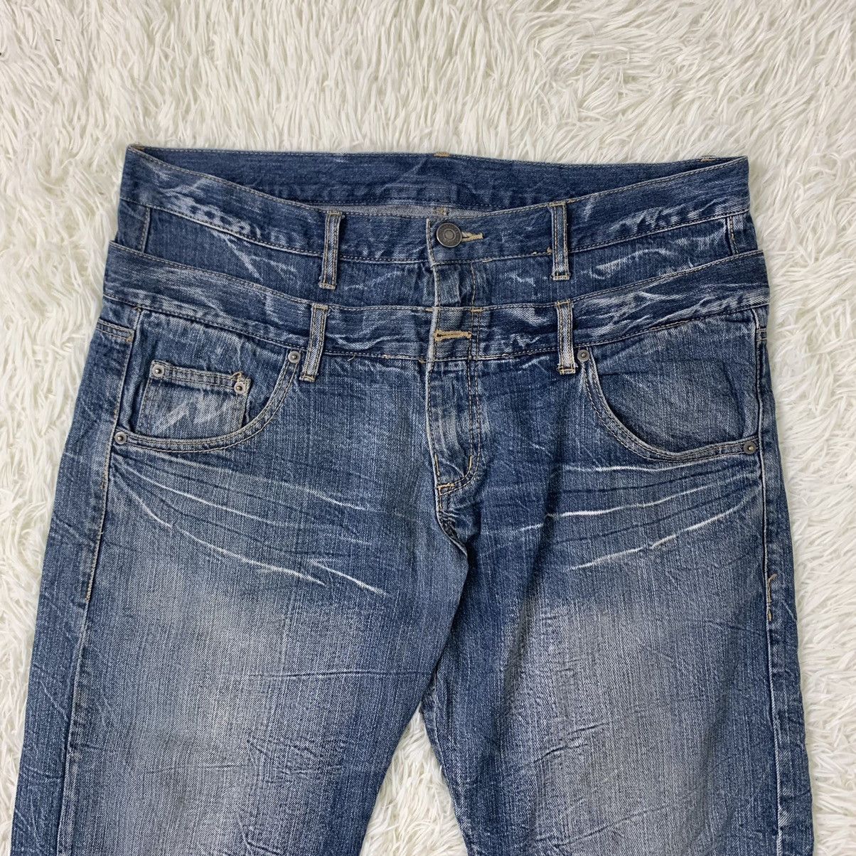 Japanese Brand 💥Nice design double waist jeans japanese design Size US 37 - 5 Thumbnail