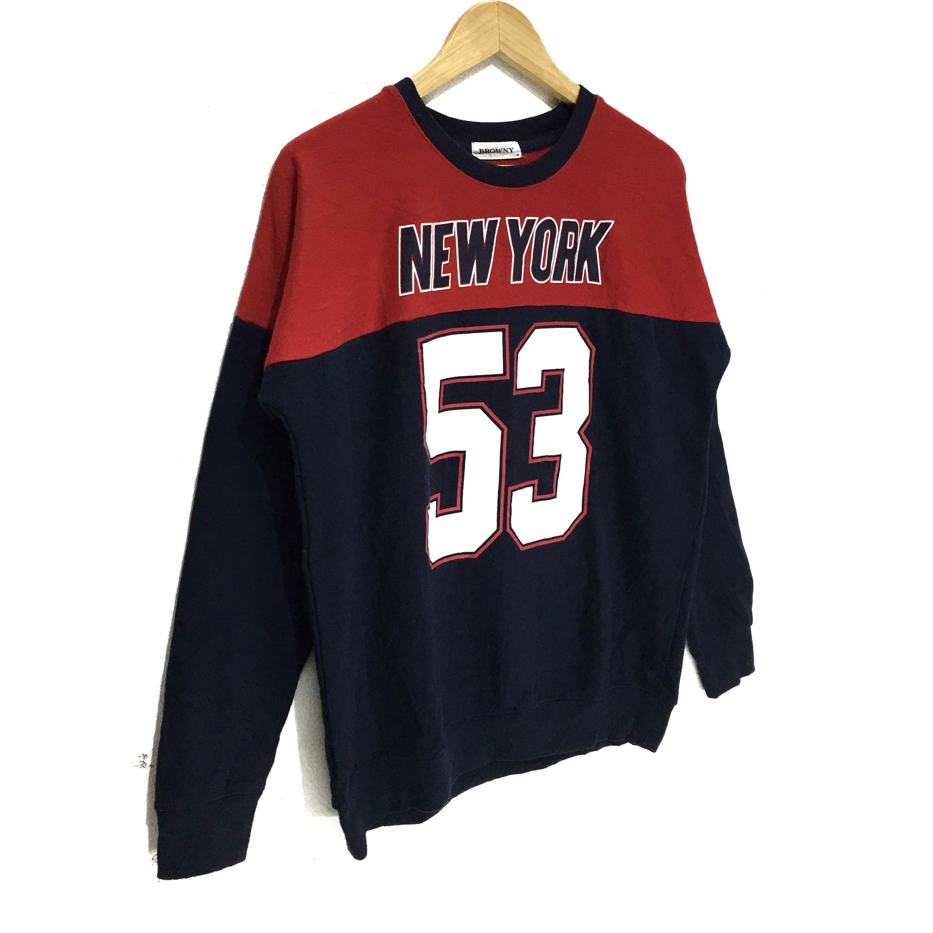 Vintage BROWNY Sweatshirt Big Logo NEW YORK CITY Pullover Sweater Size M / US 6-8 / IT 42-44 - 4 Thumbnail