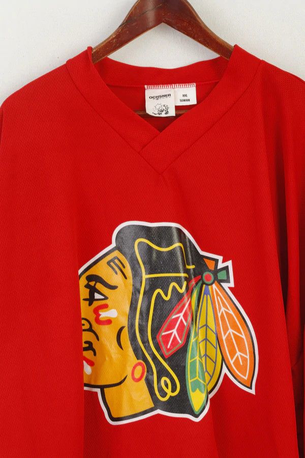 Vintage Ochsner Hockey Men XXL Oversized Shirt Red Blackhawks 3189 Size US XXL / EU 58 / 5 - 2 Thumbnail