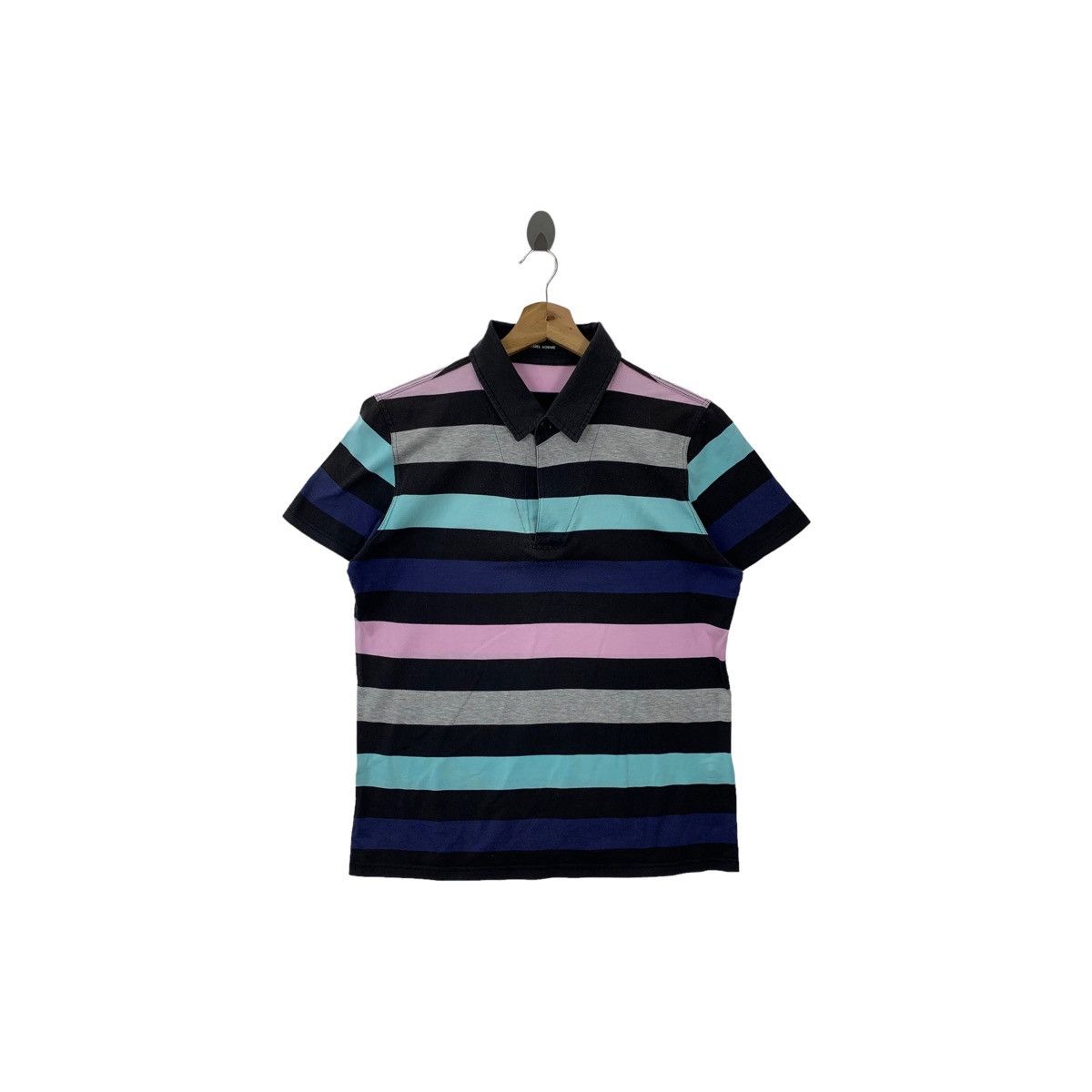 Rare!! RYKIEL HOMME multicolor stripe polo shirt