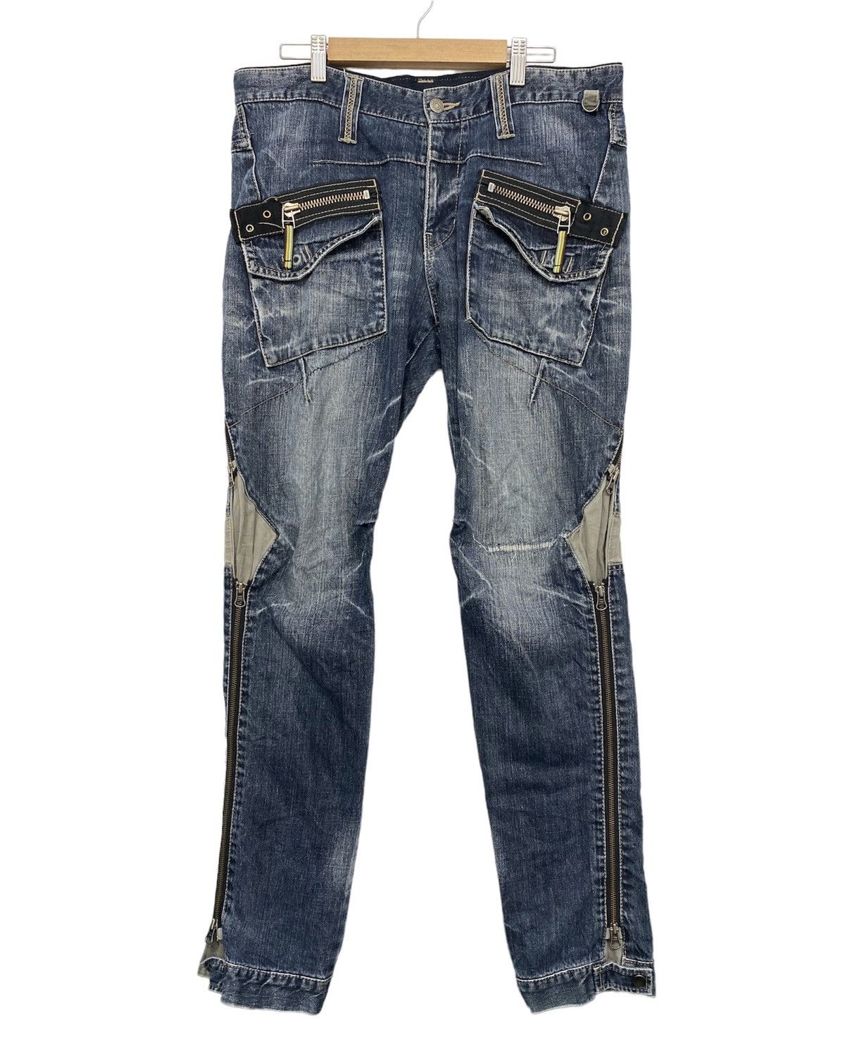 パンツ oos japanese label bondage dameged denim Blue Bondage Jeans Japanese | Grailed