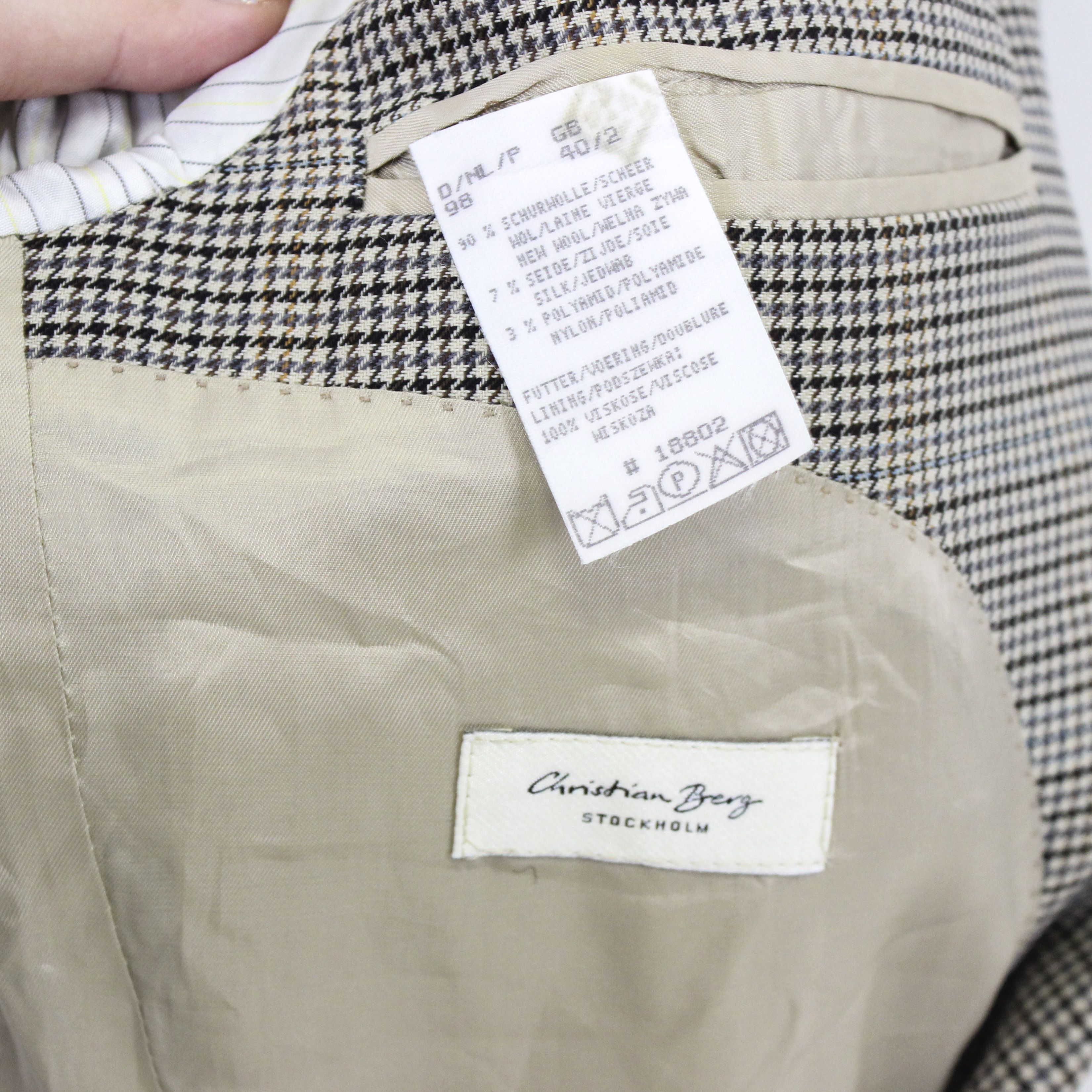Other Christian Berg Houndstooth Wool Silk Blazer M Jacket EU 50L Size 40L - 7 Thumbnail