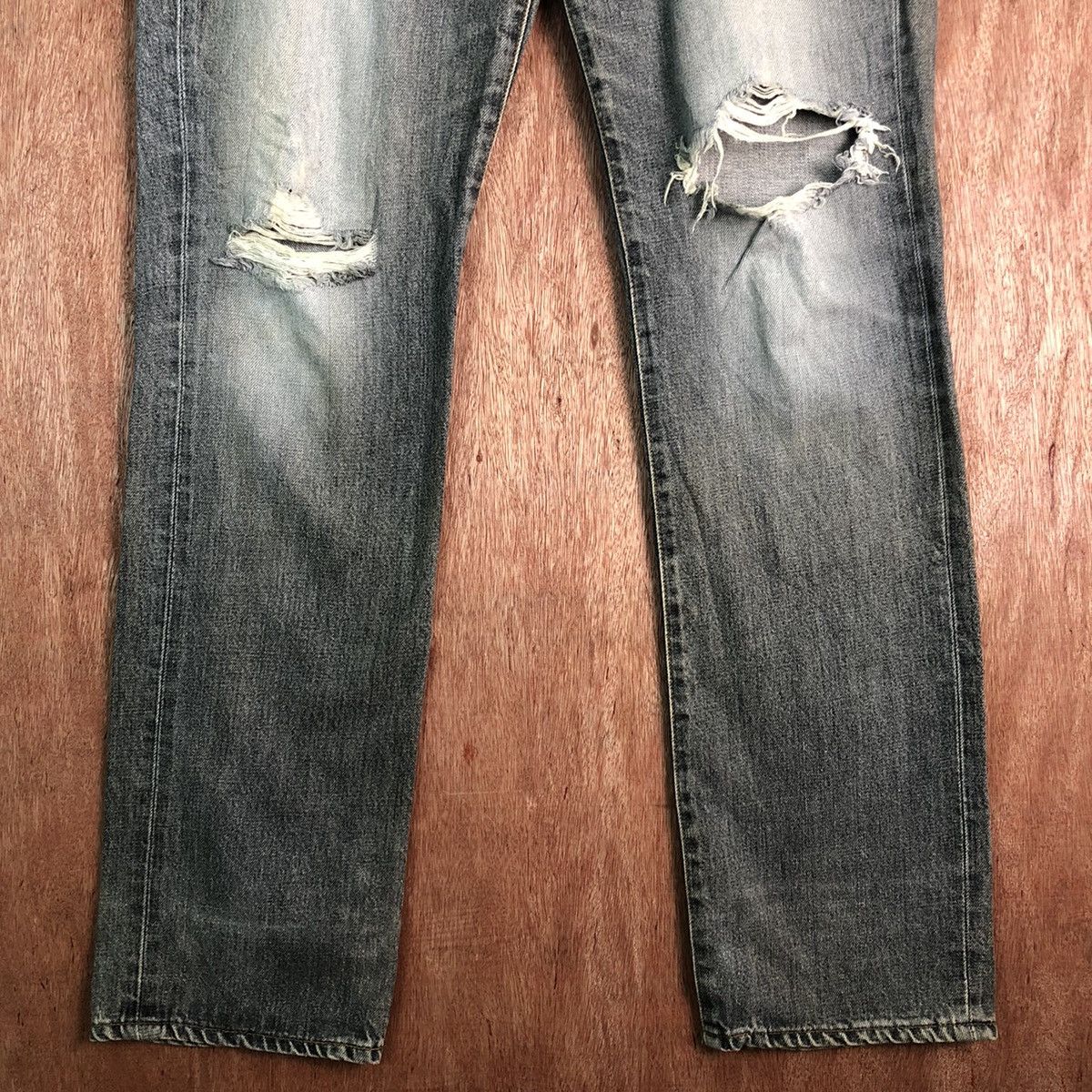 Edwin DLL 503 Edwin Vintage Black distressed Denim PAnts #c278 Size US 33 - 2 Thumbnail
