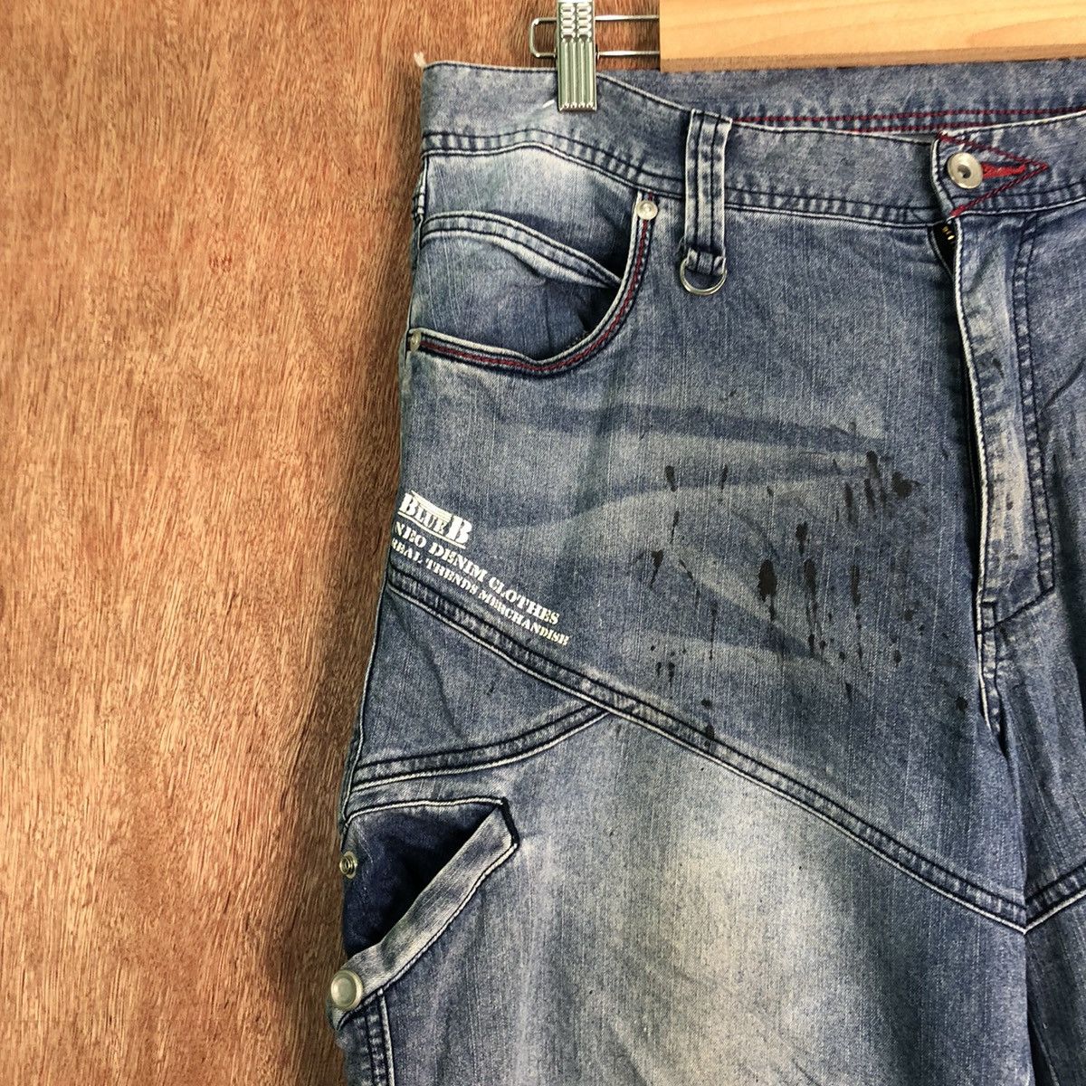Japanese Brand DL BlueB distressed Denim multipocket Jeans Pants #c290 Size US 35 - 5 Thumbnail