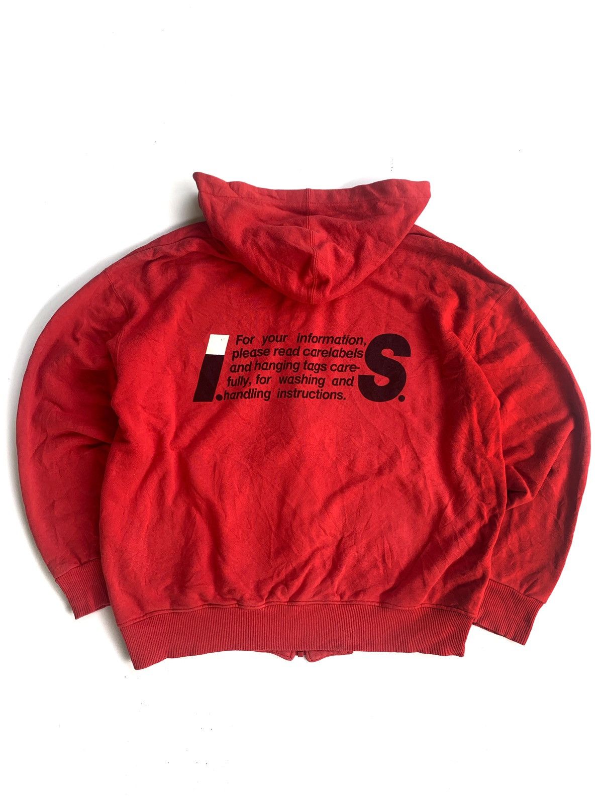 Issey Miyake Issey Miyake IS Care Label Logo Hoodie Red Sz S/M Size US S / EU 44-46 / 1 - 1 Thumbnail