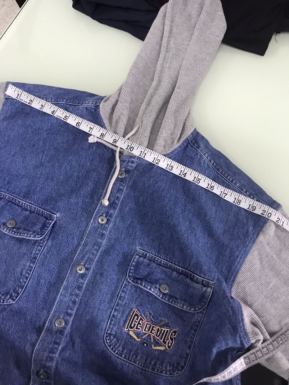 Vintage Vintage 90s Warner Bros Denim Button Up Shirt Hoodie Size US L / EU 52-54 / 3 - 18 Thumbnail