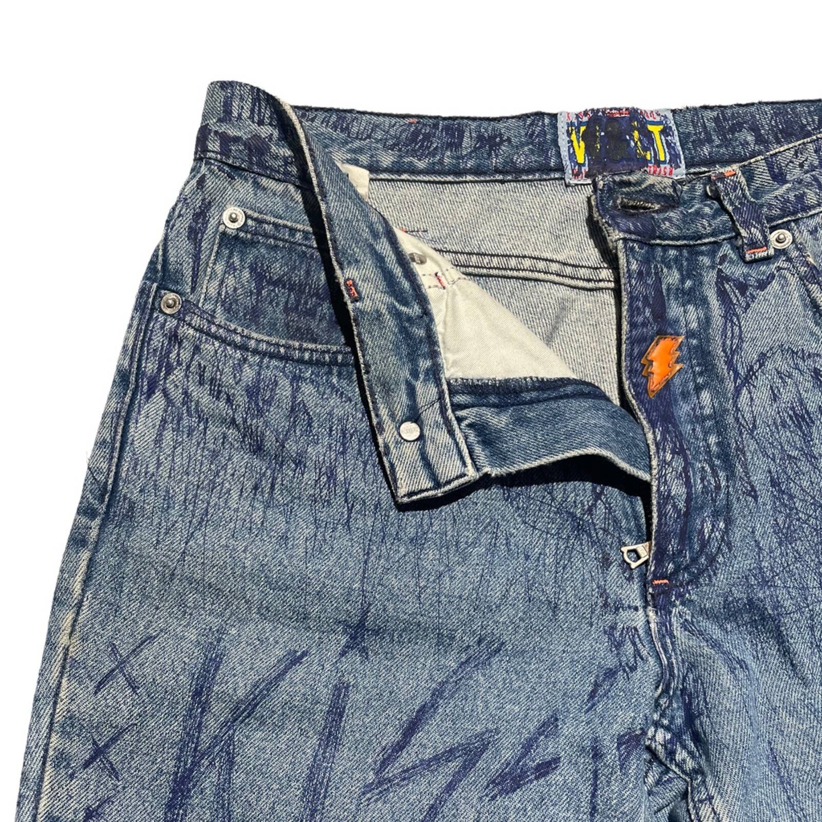 W&LT × Walter Van Beirendonck 1997 pen scribble denim AW97 Size US 30 / EU 46 - 2 Thumbnail