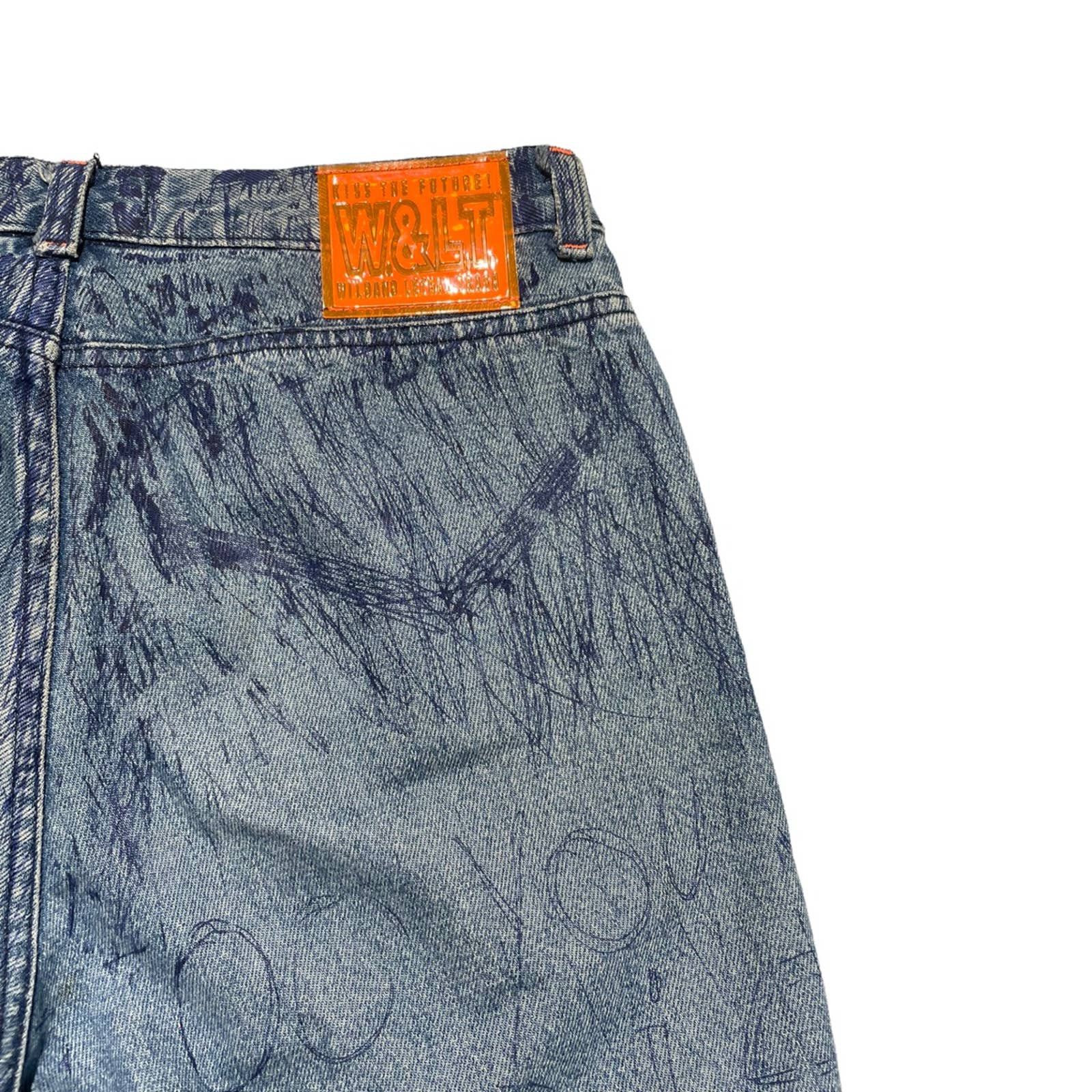 W&LT × Walter Van Beirendonck 1997 pen scribble denim AW97 Size US 30 / EU 46 - 3 Thumbnail