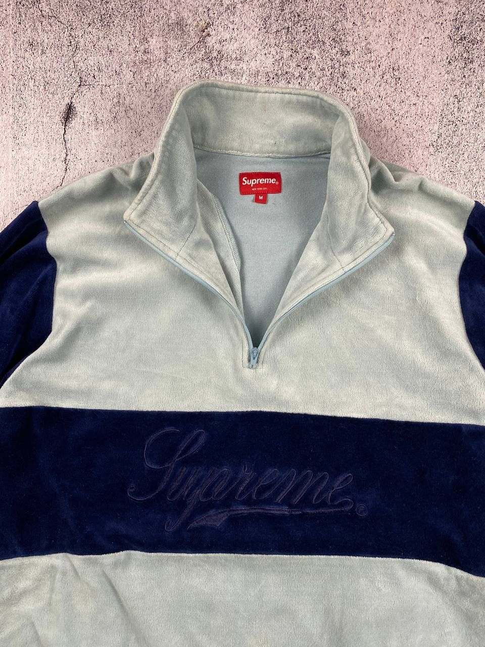 Supreme Vintage SUPREME Velour 1/4 Zip Pullover Sweater Size US M / EU 48-50 / 2 - 2 Thumbnail