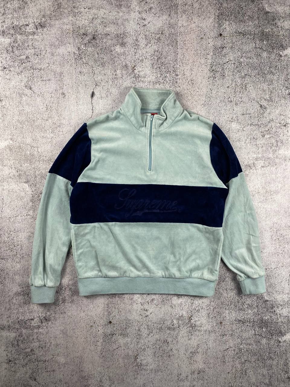 Supreme Vintage SUPREME Velour 1/4 Zip Pullover Sweater Size US M / EU 48-50 / 2 - 1 Thumbnail