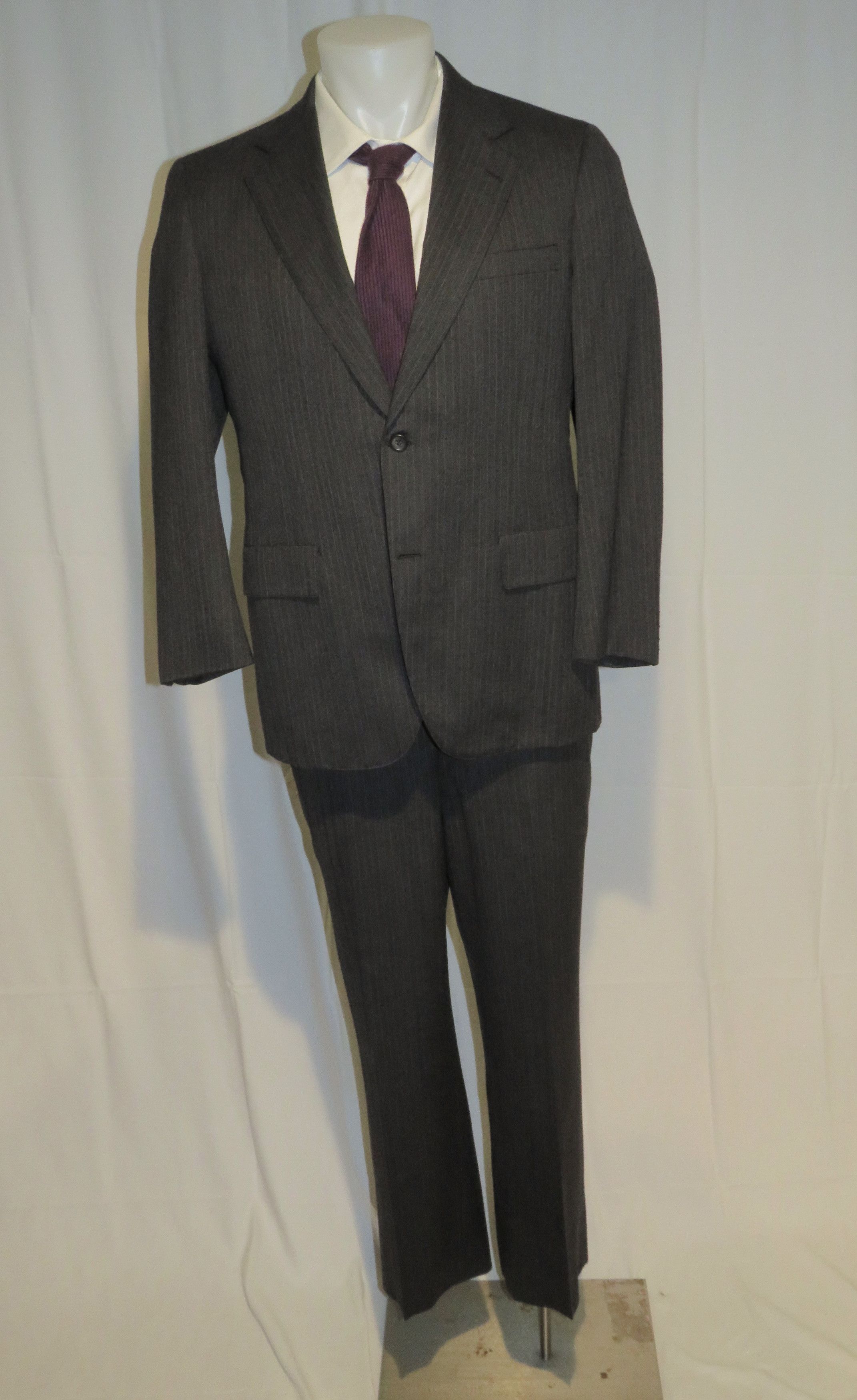 Own Make MTM Charcoal HBone Stripe Two Button Suit 40S