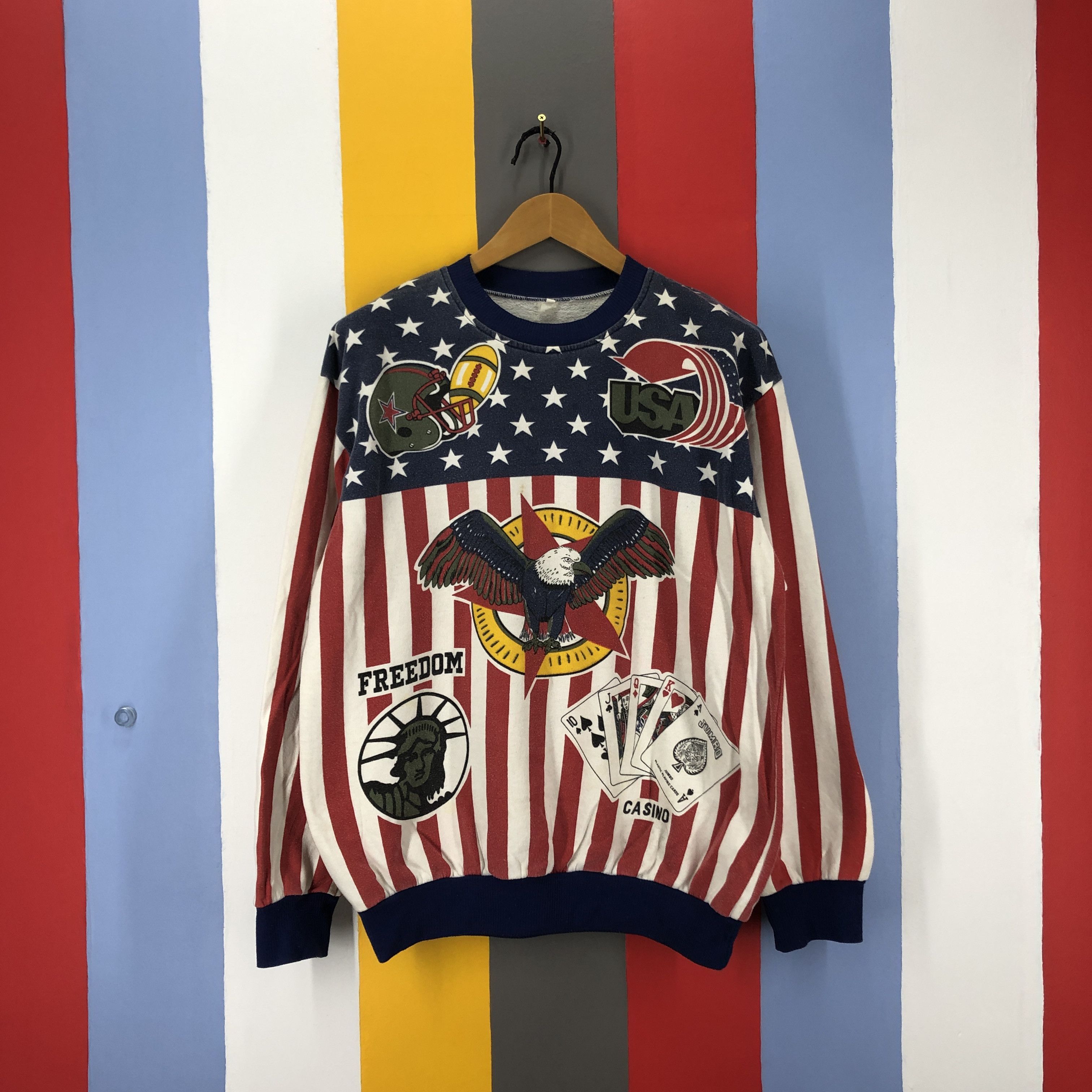 NFL 90s Vintage FREEDOM USA CASINO Crew Neck Sweatshirt #0883/AF Size US L / EU 52-54 / 3 - 1 Thumbnail