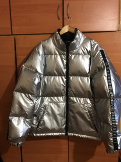 Supreme Reflective Sleeve Logo Puffy Jacket | Grailed