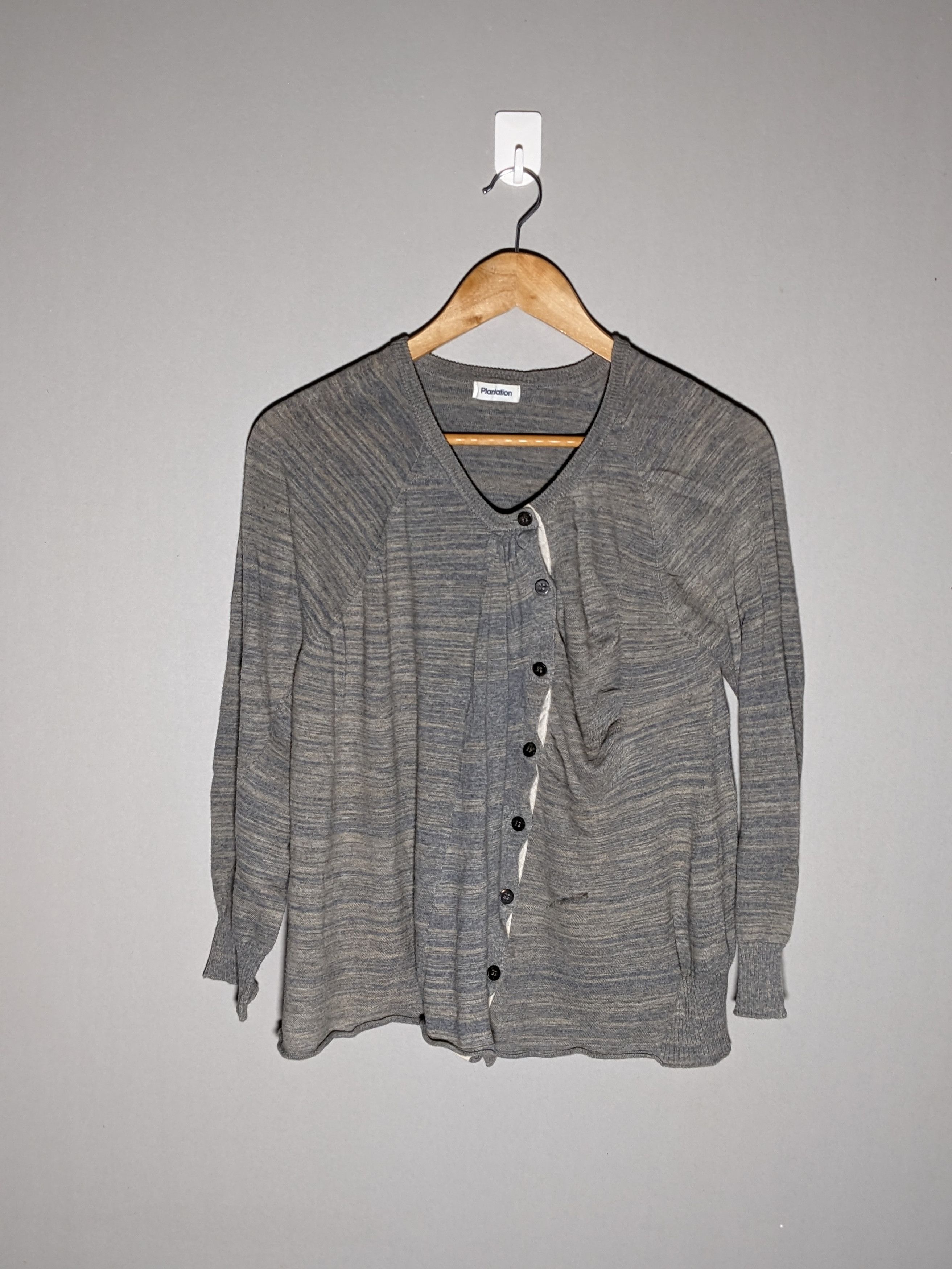 image of Issey Miyake x Vintage Plantation Asymmetric Womens Shirt in Grey (Size Medium)