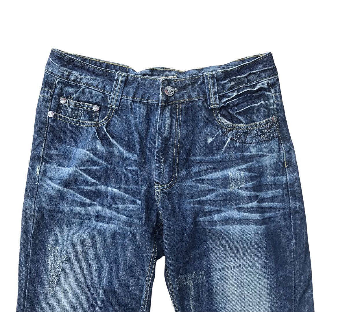 If Six Was Nine Vintage Fine Denim Mending Distressed Denim Flare Jeans Size US 32 / EU 48 - 2 Thumbnail