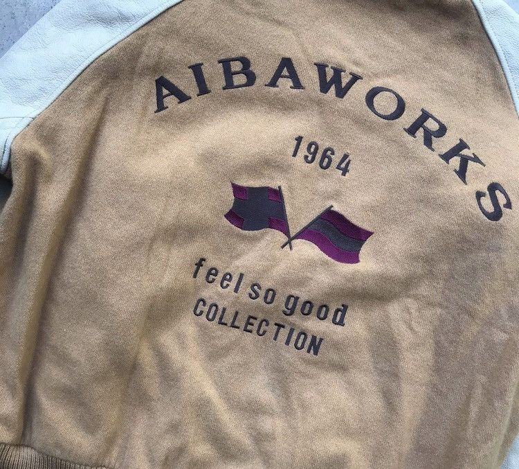 Vintage Vintage 90’s Aiba Work Varsity Leather Sleeve Bomber Jacket Size US M / EU 48-50 / 2 - 7 Thumbnail