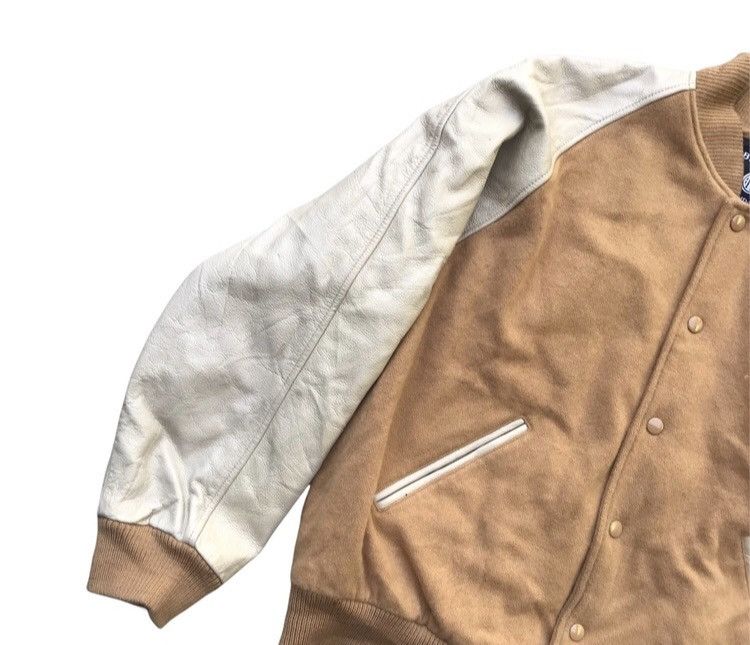Vintage Vintage 90’s Aiba Work Varsity Leather Sleeve Bomber Jacket Size US M / EU 48-50 / 2 - 4 Thumbnail