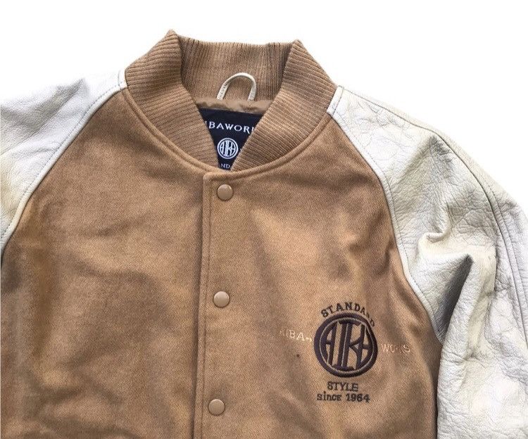 Vintage Vintage 90’s Aiba Work Varsity Leather Sleeve Bomber Jacket Size US M / EU 48-50 / 2 - 5 Thumbnail