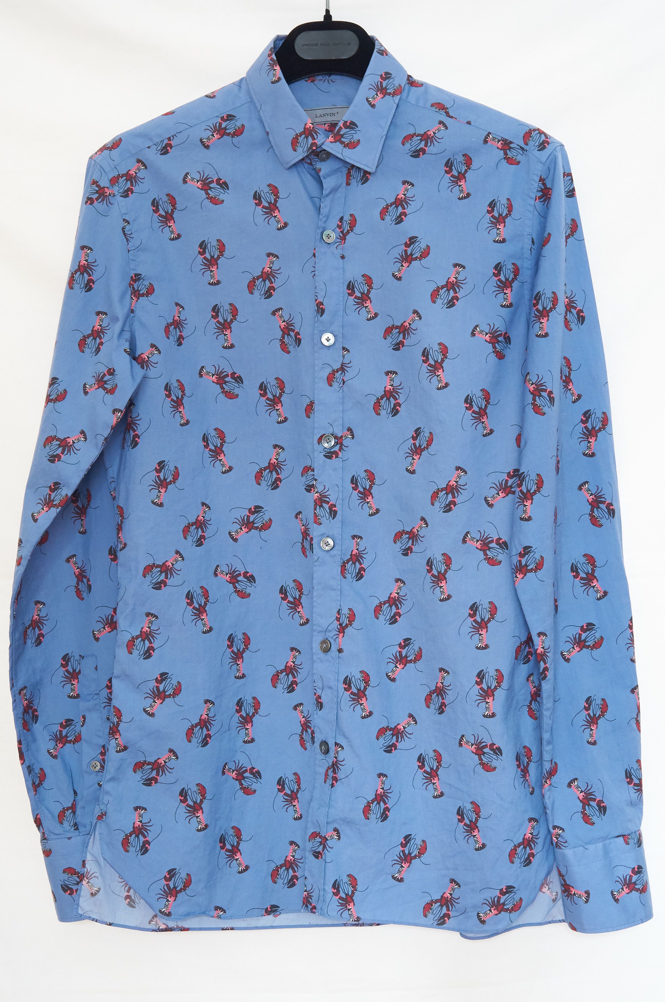 image of Lanvin Lobster Print Shirt in Blue, Men's (Size Medium)