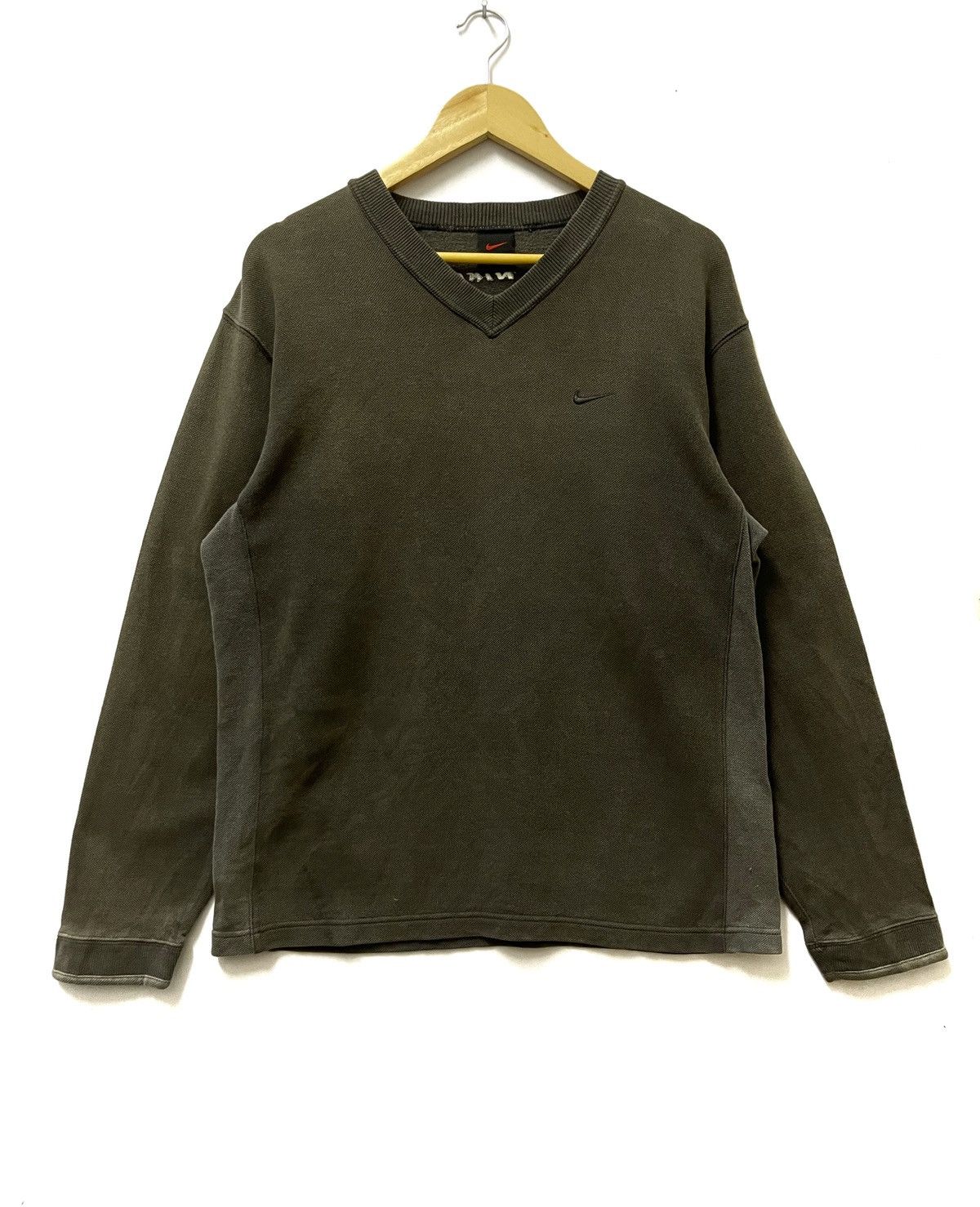 Vintage Nike V-Neck Sweatshirt Olive Green