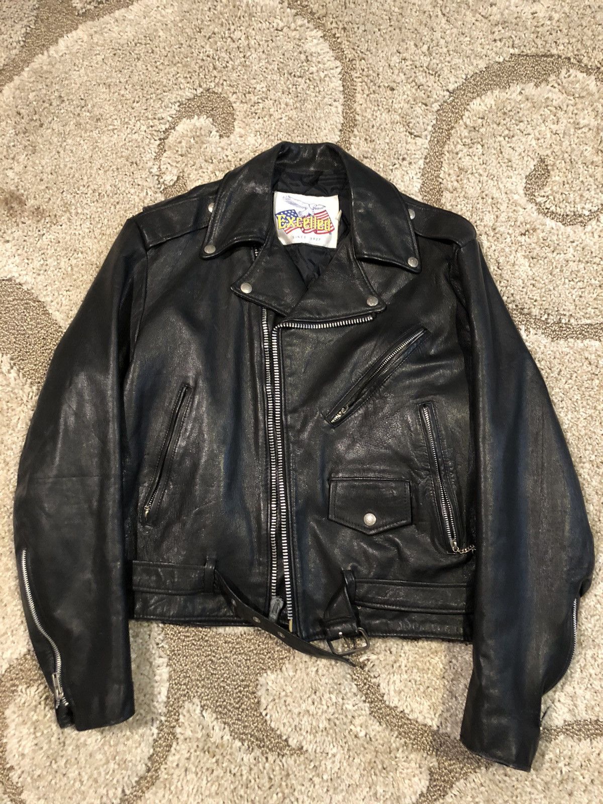 Vintage excelled leather motorcycle jacket top