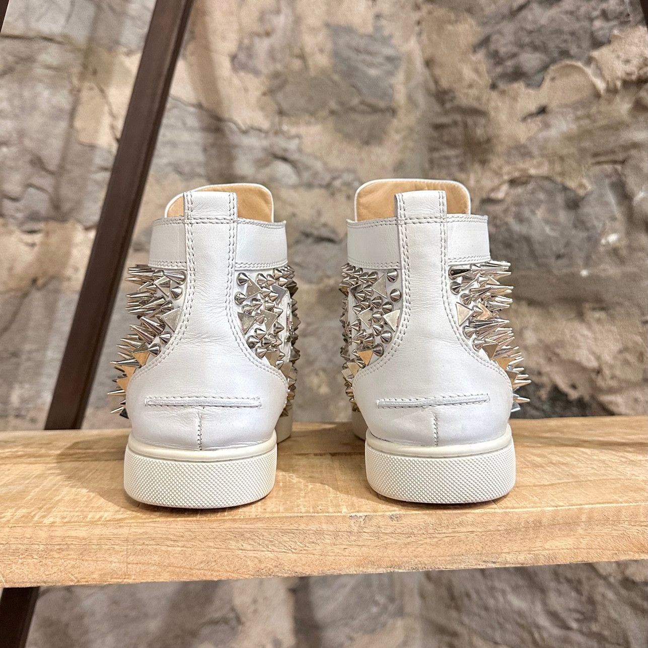 Christian Louboutin Christian Louboutin White Leather Lou Pik Pik High Sneakers Size US 8 / EU 41 - 5 Thumbnail