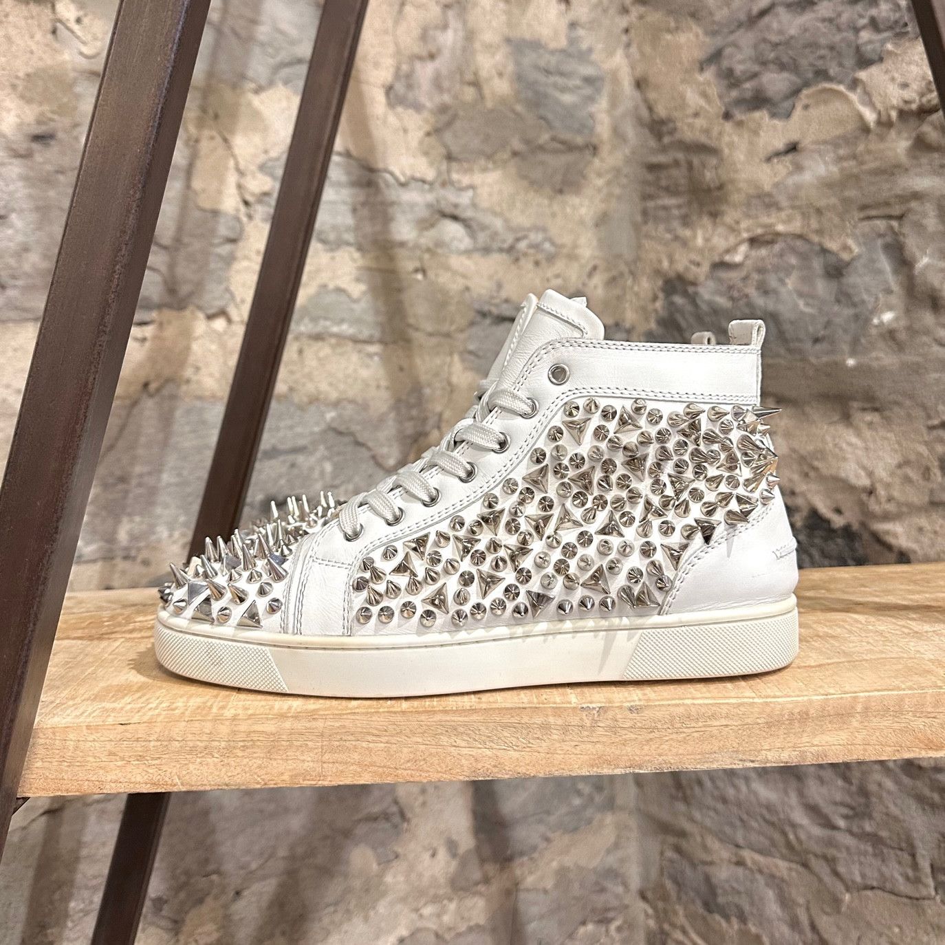 Christian Louboutin Christian Louboutin White Leather Lou Pik Pik High Sneakers Size US 8 / EU 41 - 6 Thumbnail