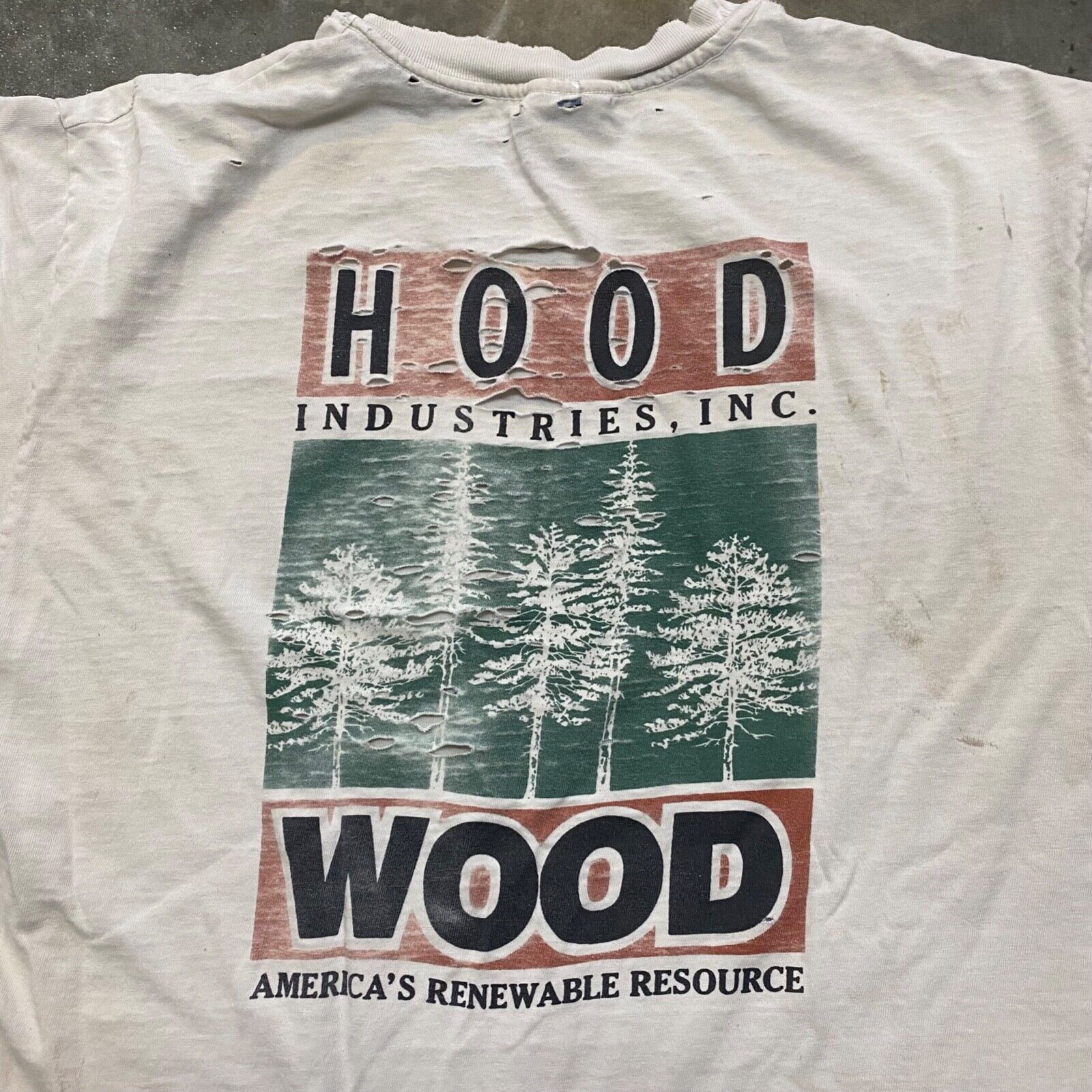 Vintage VTG Thrashed Faded Hood Industries Wood Nature Art T Shirt Size US L / EU 52-54 / 3 - 3 Thumbnail