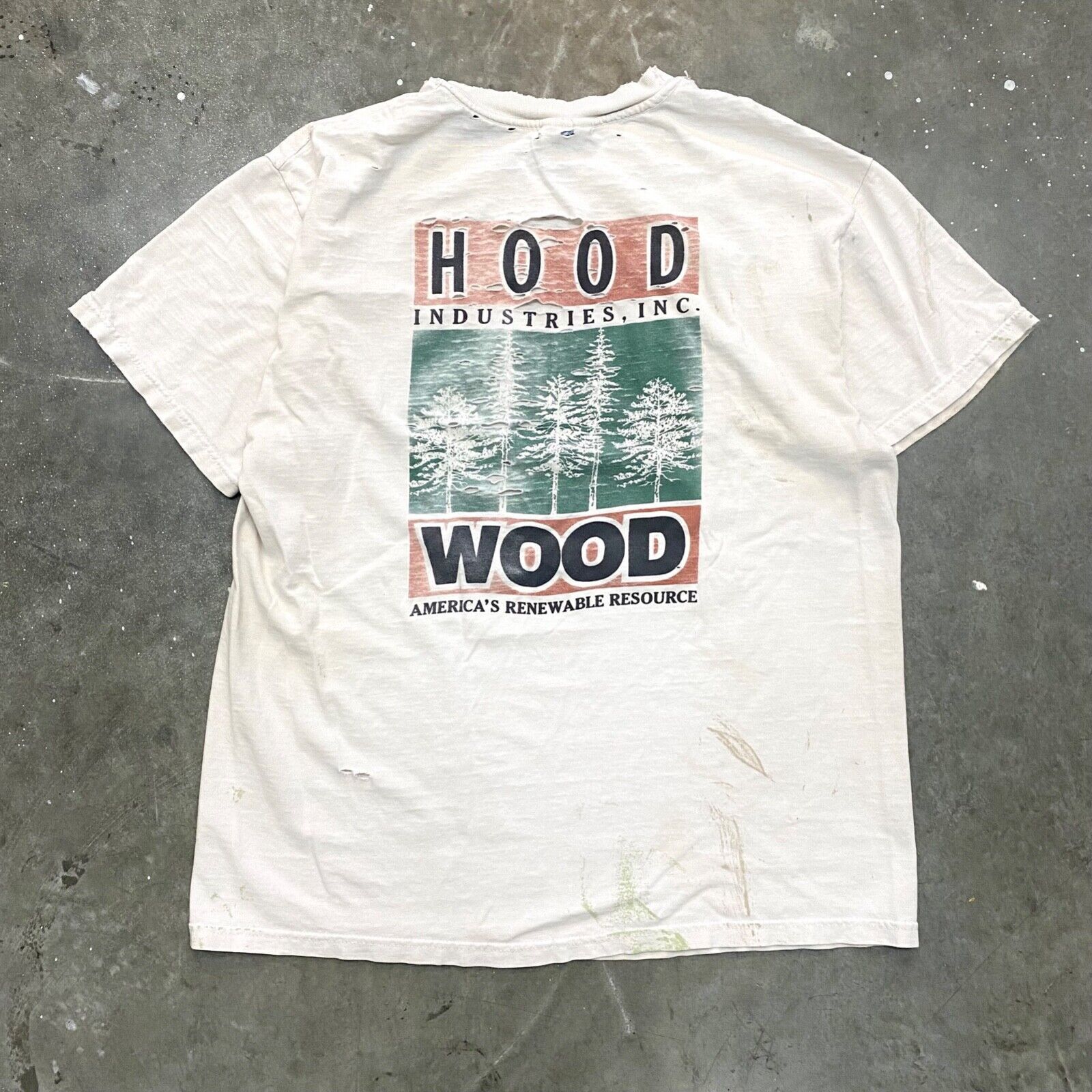 Vintage VTG Thrashed Faded Hood Industries Wood Nature Art T Shirt Size US L / EU 52-54 / 3 - 1 Thumbnail