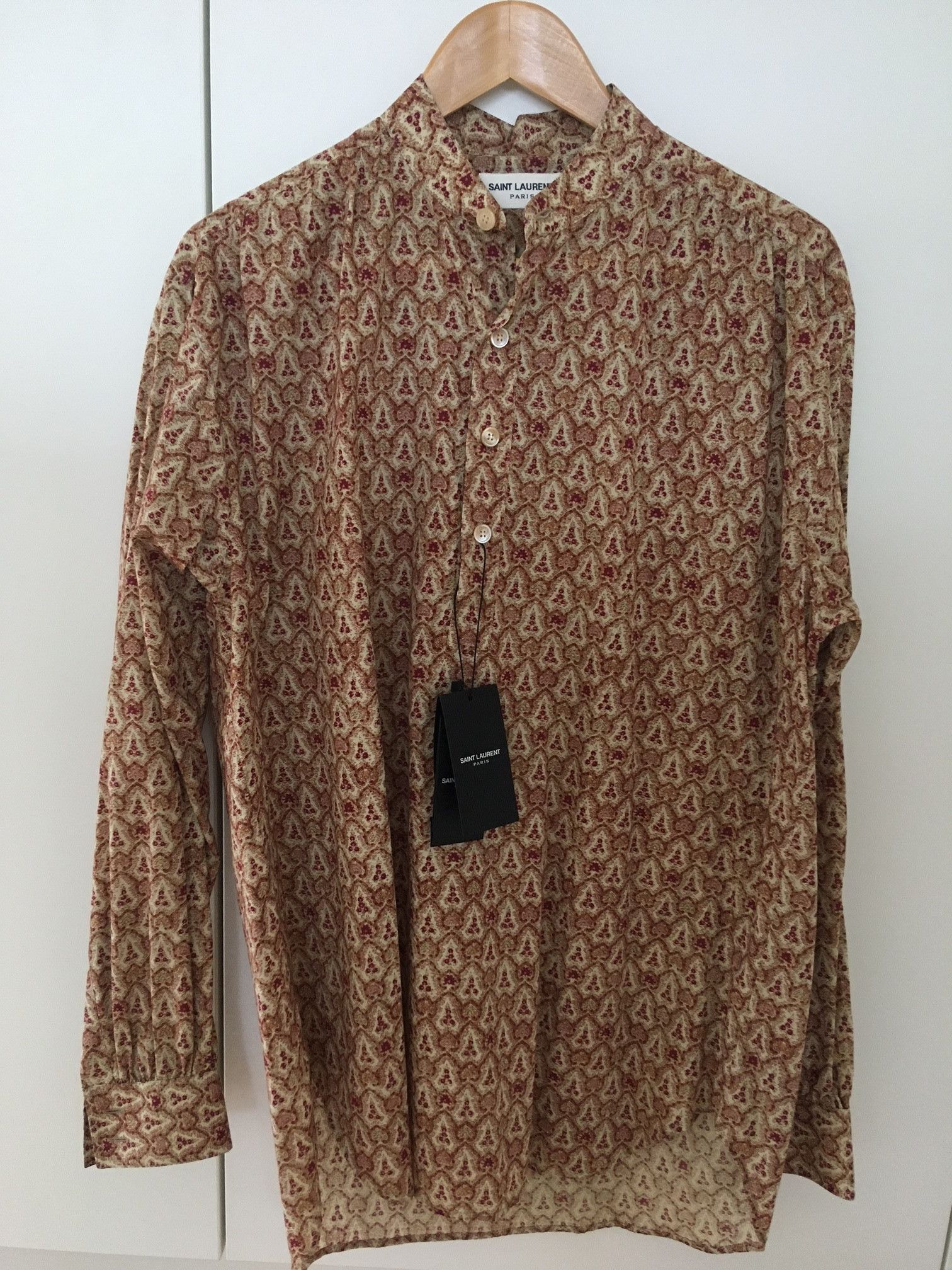 Pre-owned Hedi Slimane X Saint Laurent Paris Ss15 Psych Rock Arabesque Henley Tunic In Multi