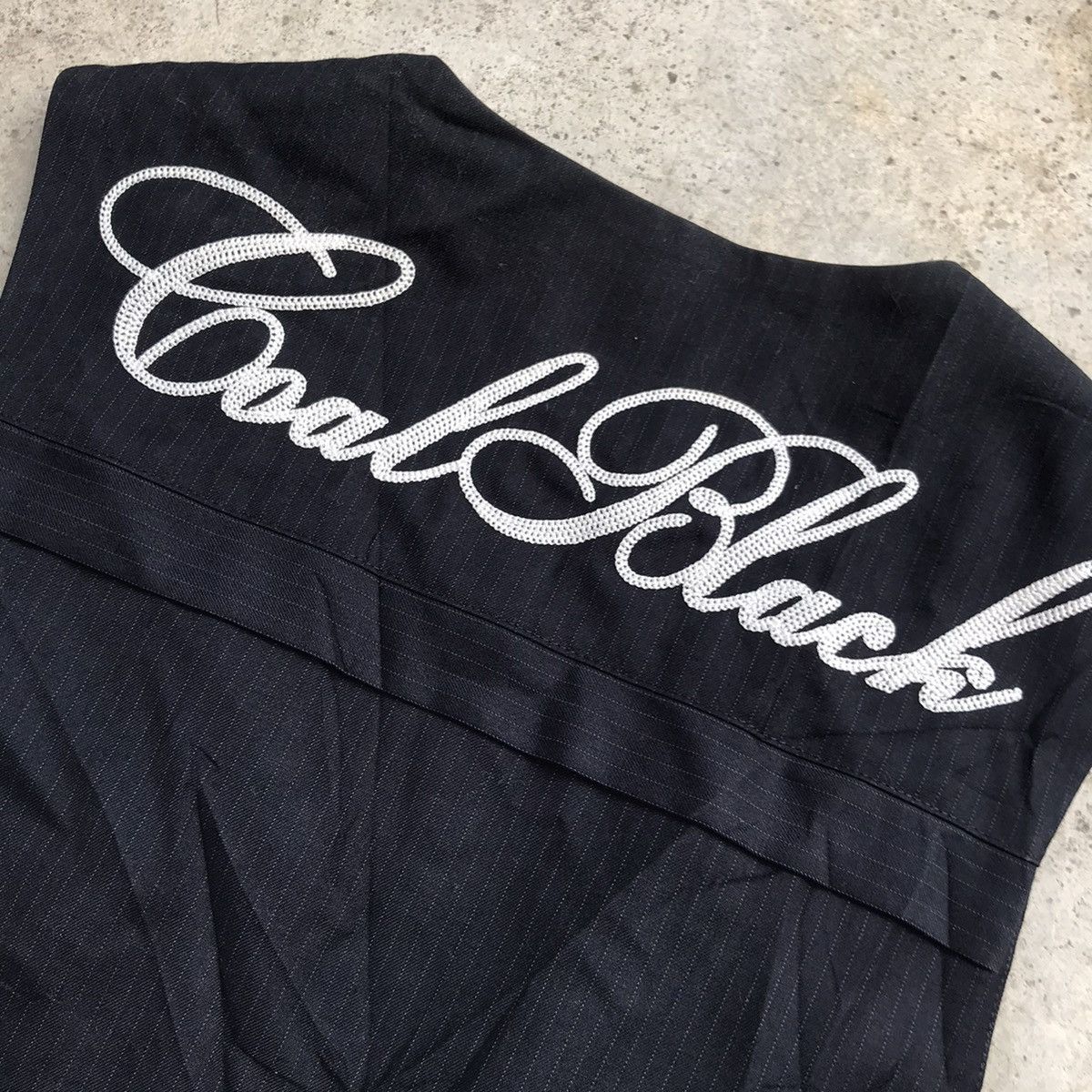 Japanese Brand × Vintage Vintage Coat Black Embroidery Stripe Vest Size 38R - 7 Thumbnail