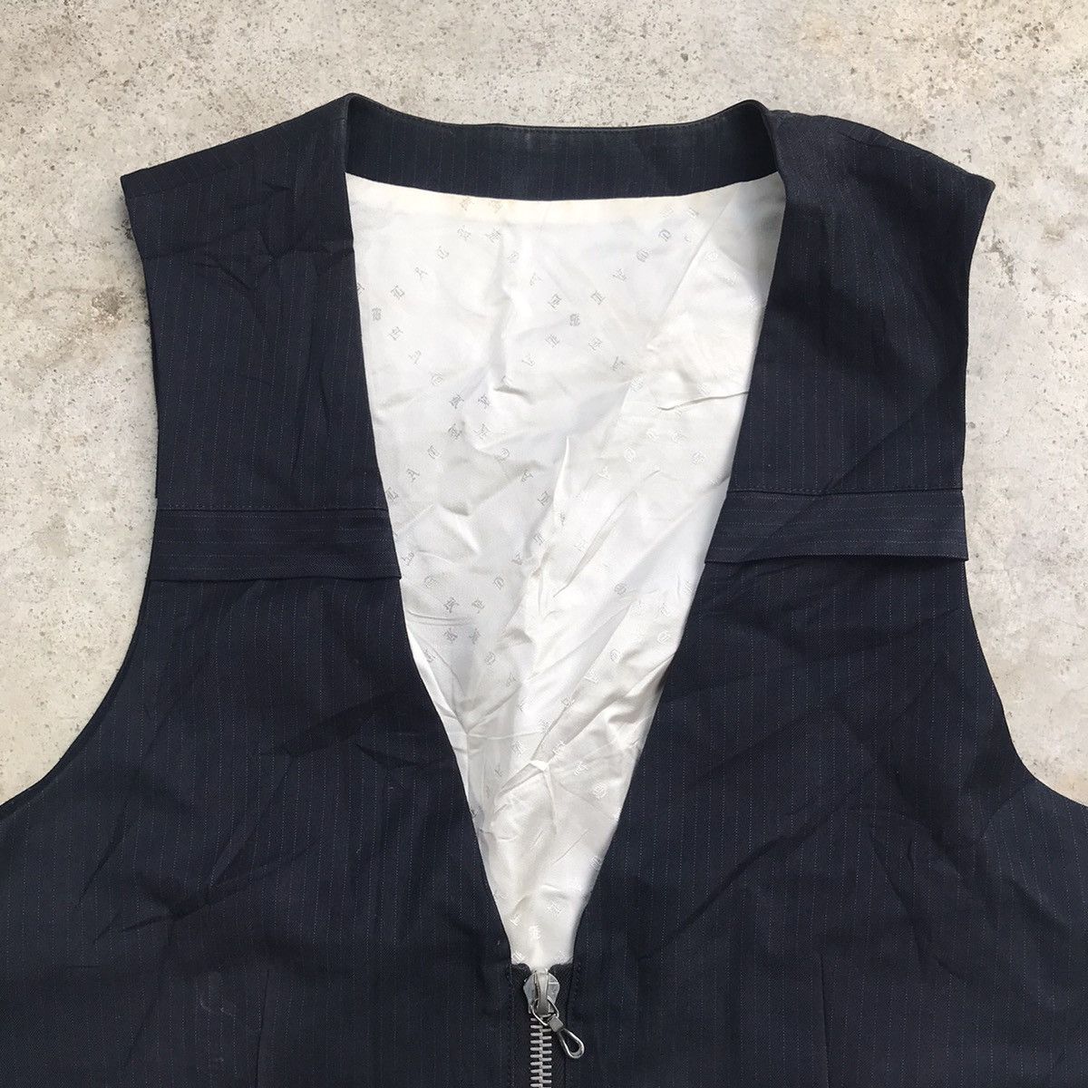 Japanese Brand × Vintage Vintage Coat Black Embroidery Stripe Vest Size 38R - 4 Thumbnail
