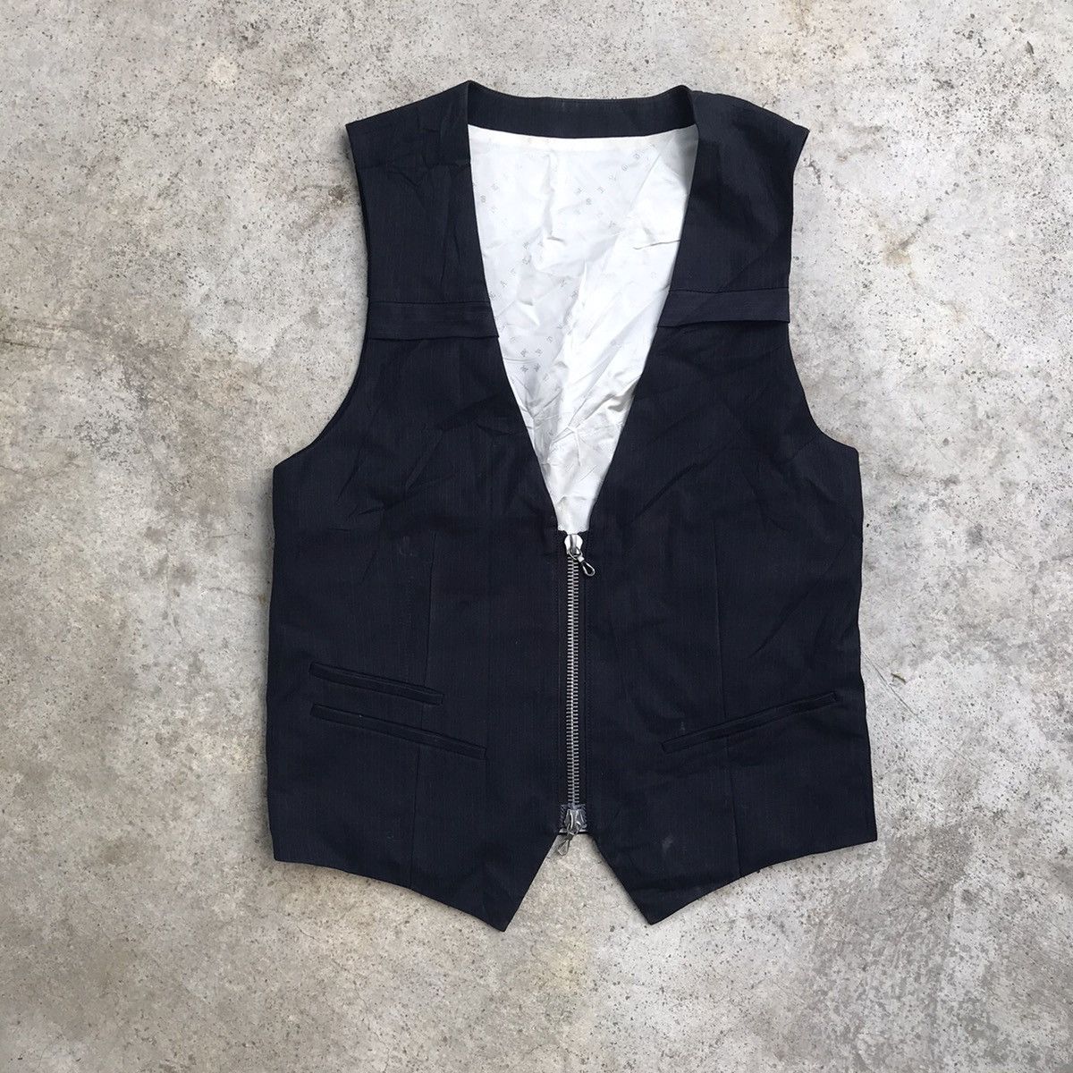 Japanese Brand × Vintage Vintage Coat Black Embroidery Stripe Vest Size 38R - 3 Thumbnail