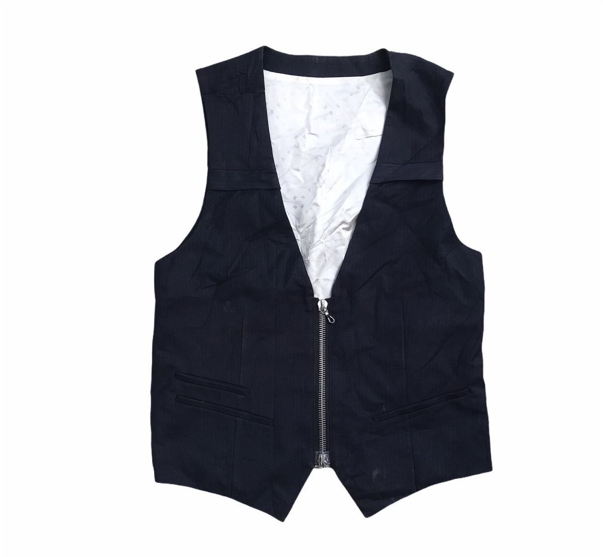 Japanese Brand × Vintage Vintage Coat Black Embroidery Stripe Vest Size 38R - 2 Thumbnail